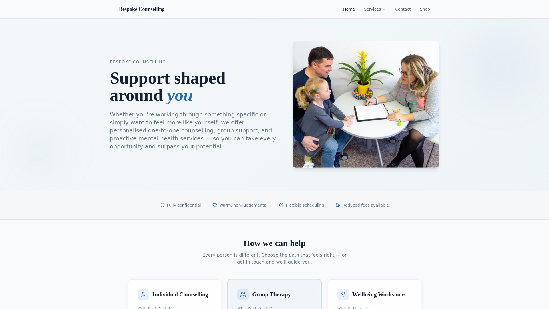 Bespoke Counselling — Personalised Mental Health Support