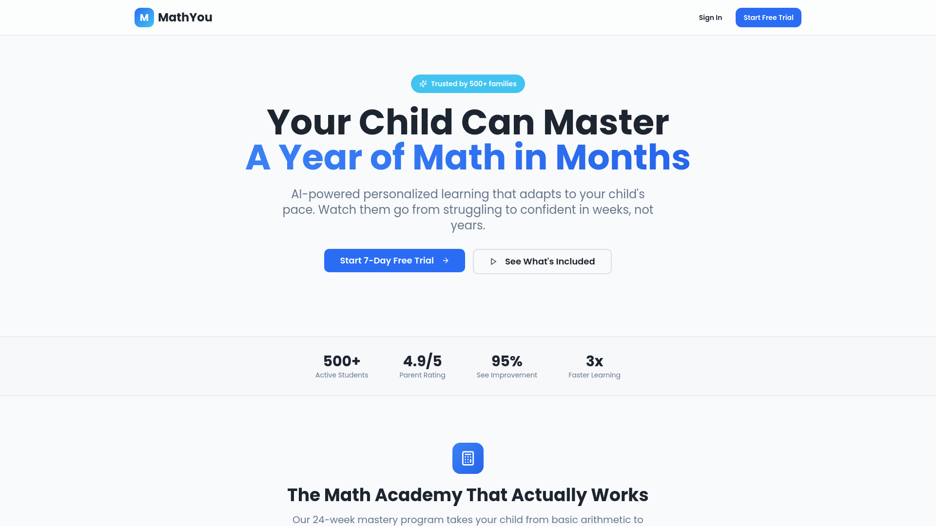 MathYou - Scaled Mastery for Middle Schoolers