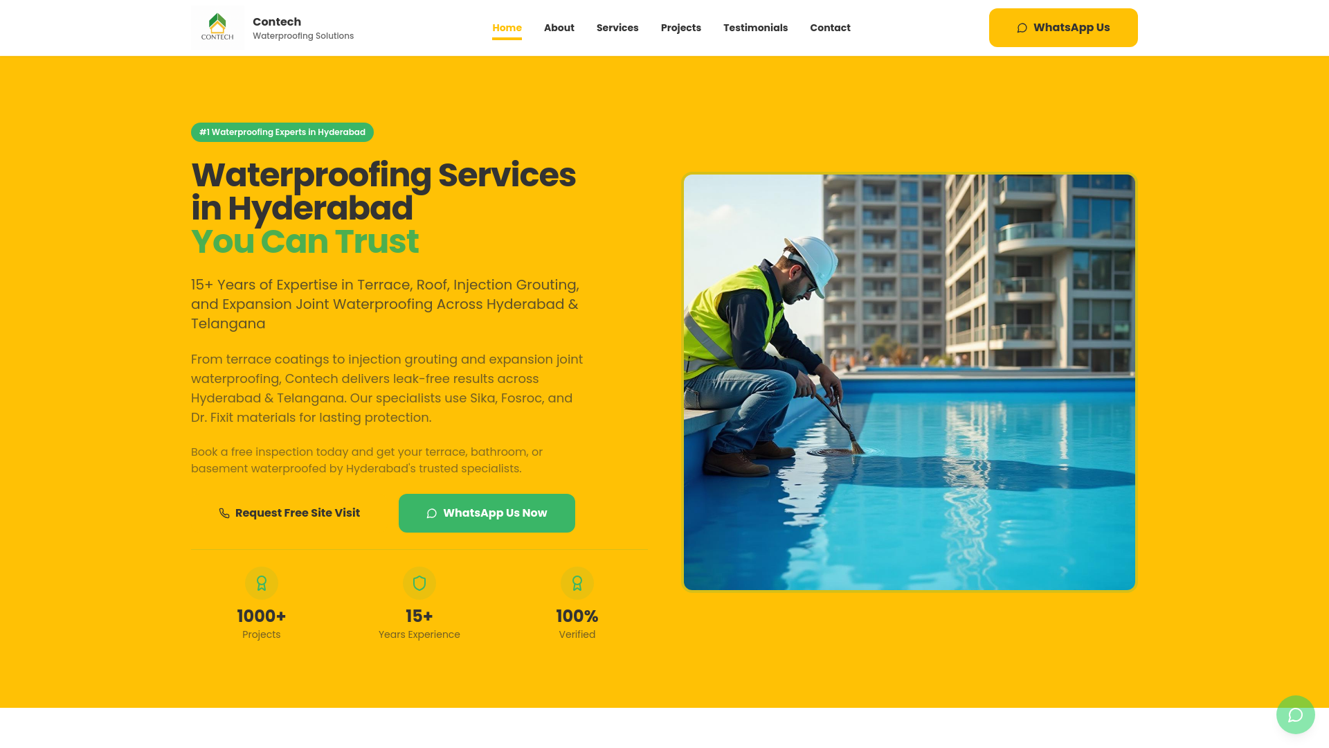 Waterproofing Services in Hyderabad | Contech Waterproofing Solutions