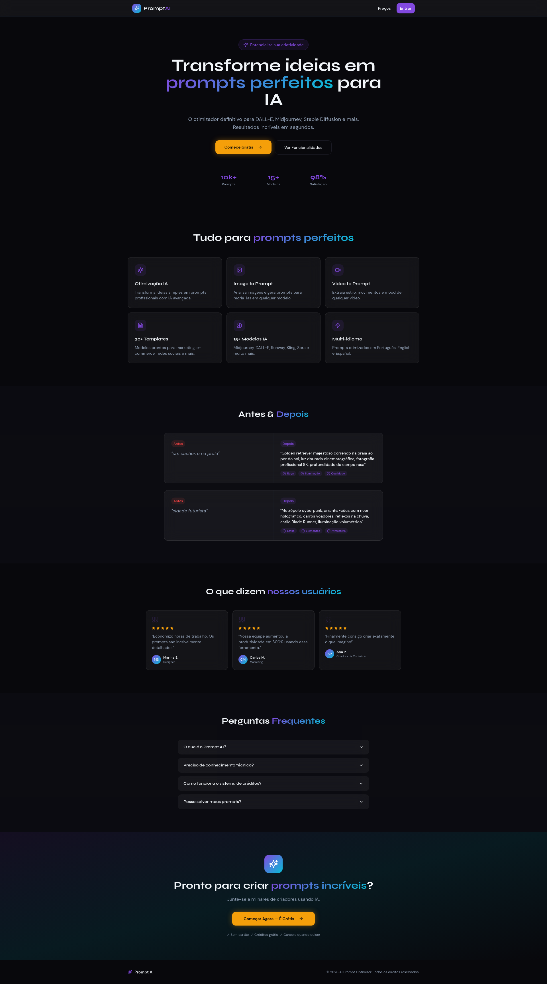 AI Prompt Optimizer - Transforme Ideias em Prompts Perfeitos