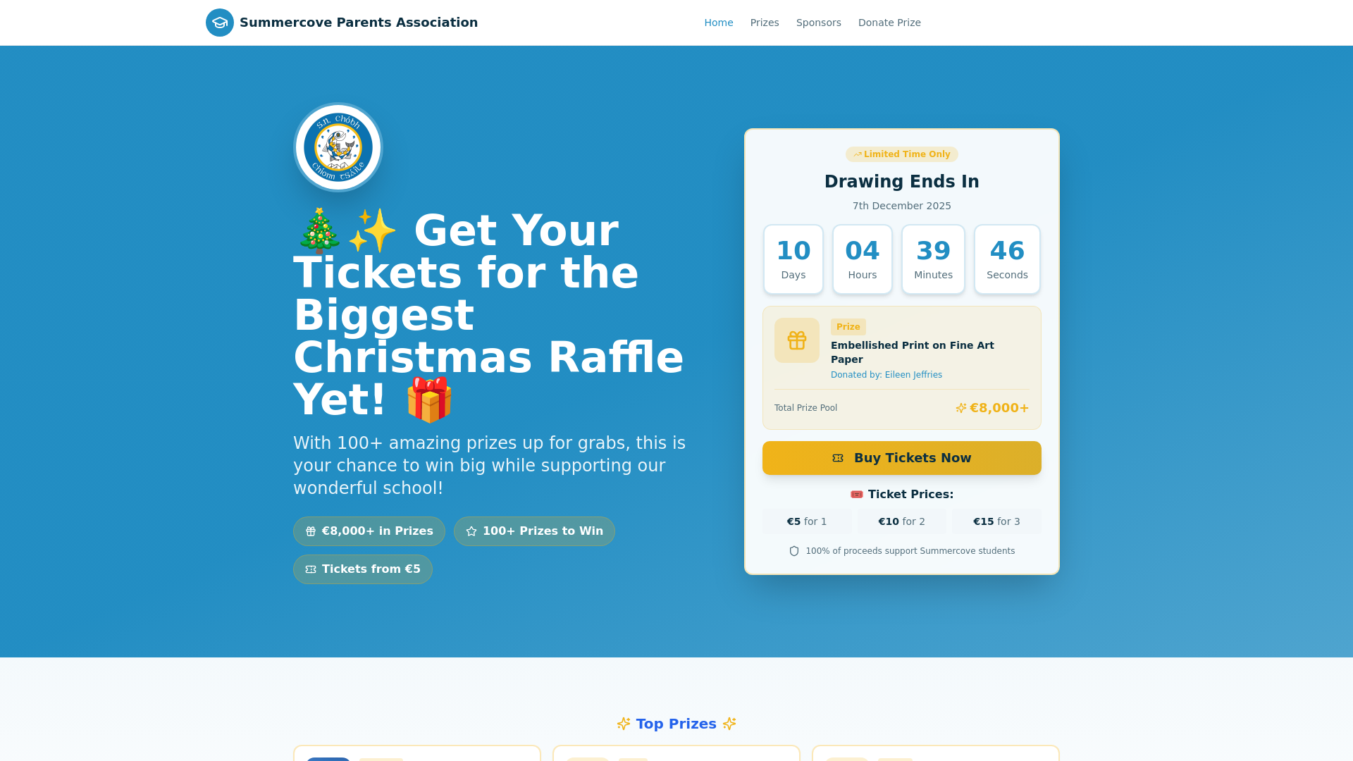 Snowhite Raffle S.n. Chóbh Christmas Raffle 2025 | Support Our School