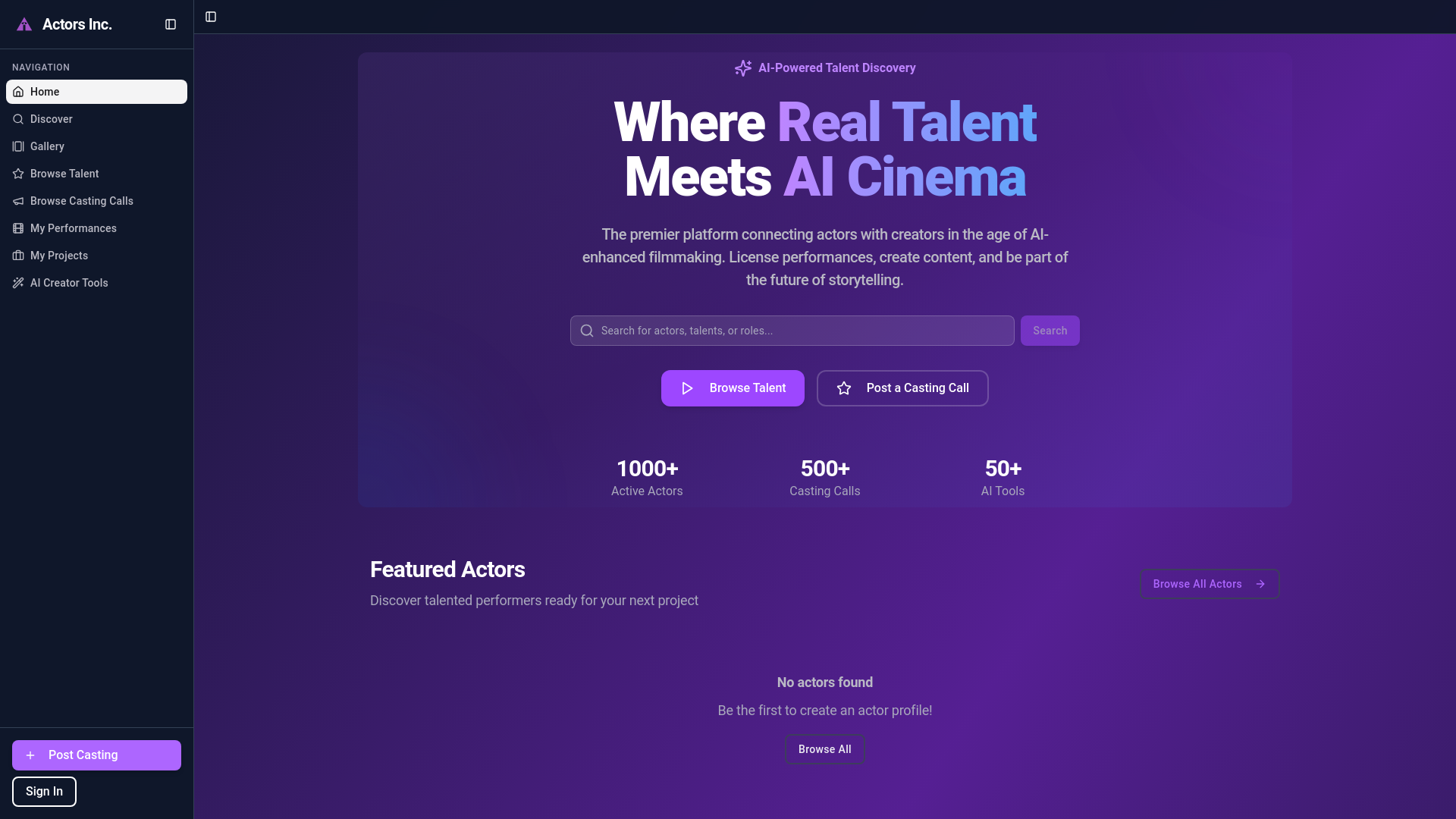 ActorsInc - Where Real Talent Meets AI Cinema