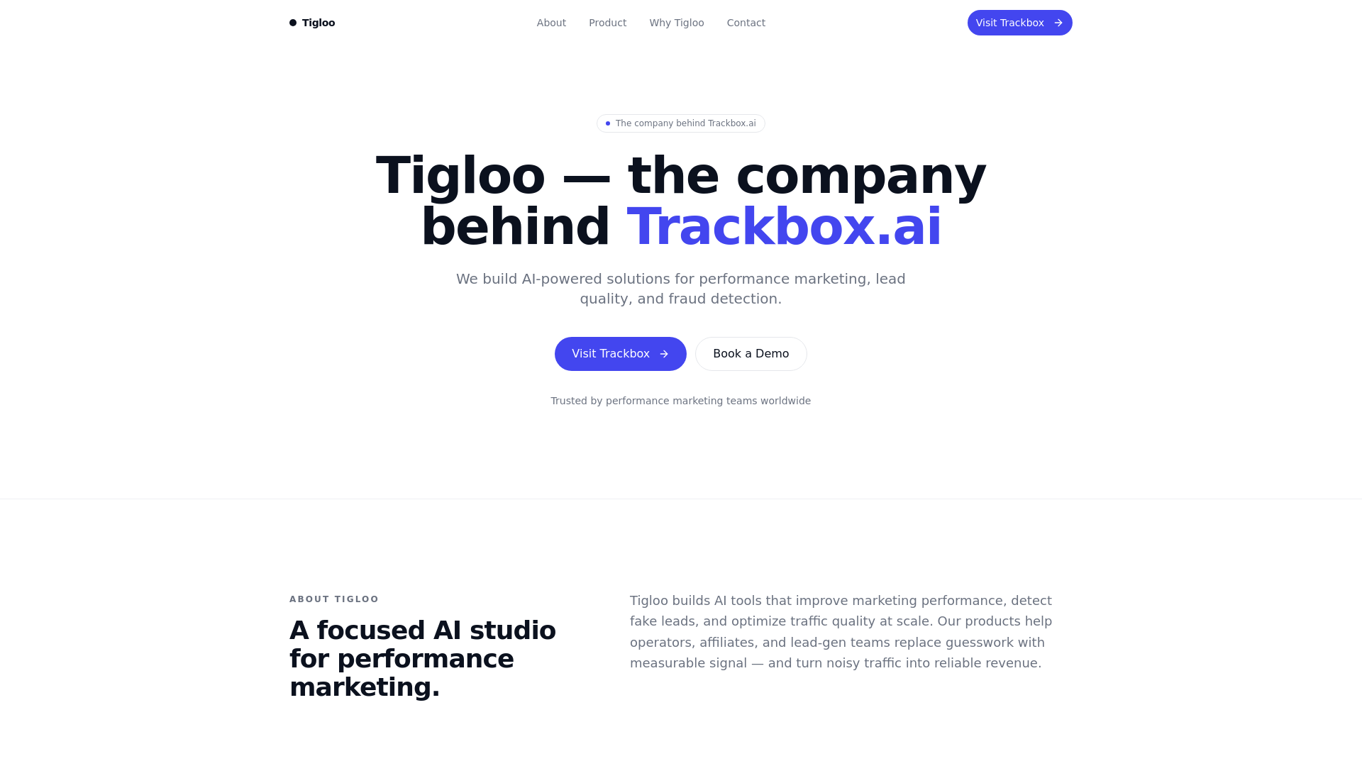 Tigloo Tigloo — The company behind Trackbox.ai