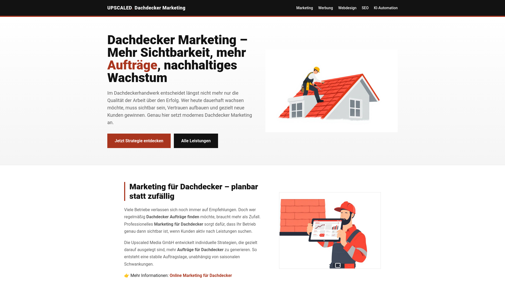 Dachdecker Marketing – Mehr Sichtbarkeit & Aufträge | Upscaled