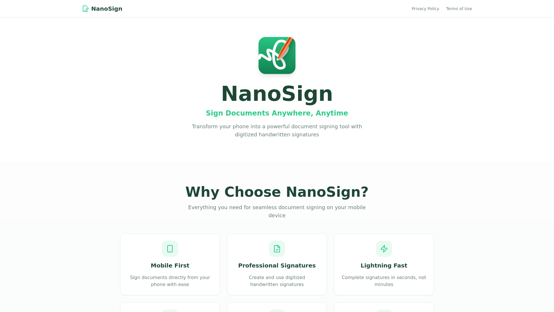 NanoSign - Sign Documents Anywhere, Anytime