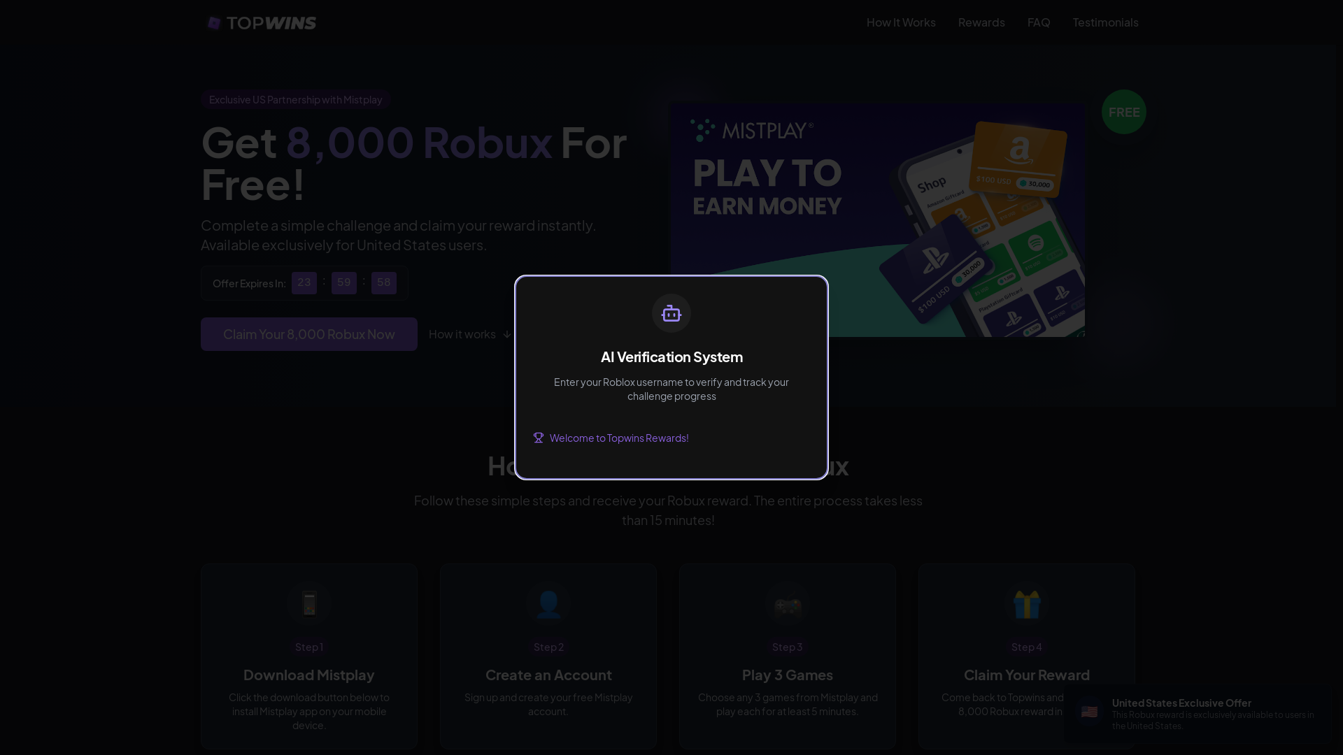 Advanced Roblox Rewards & Challenges App