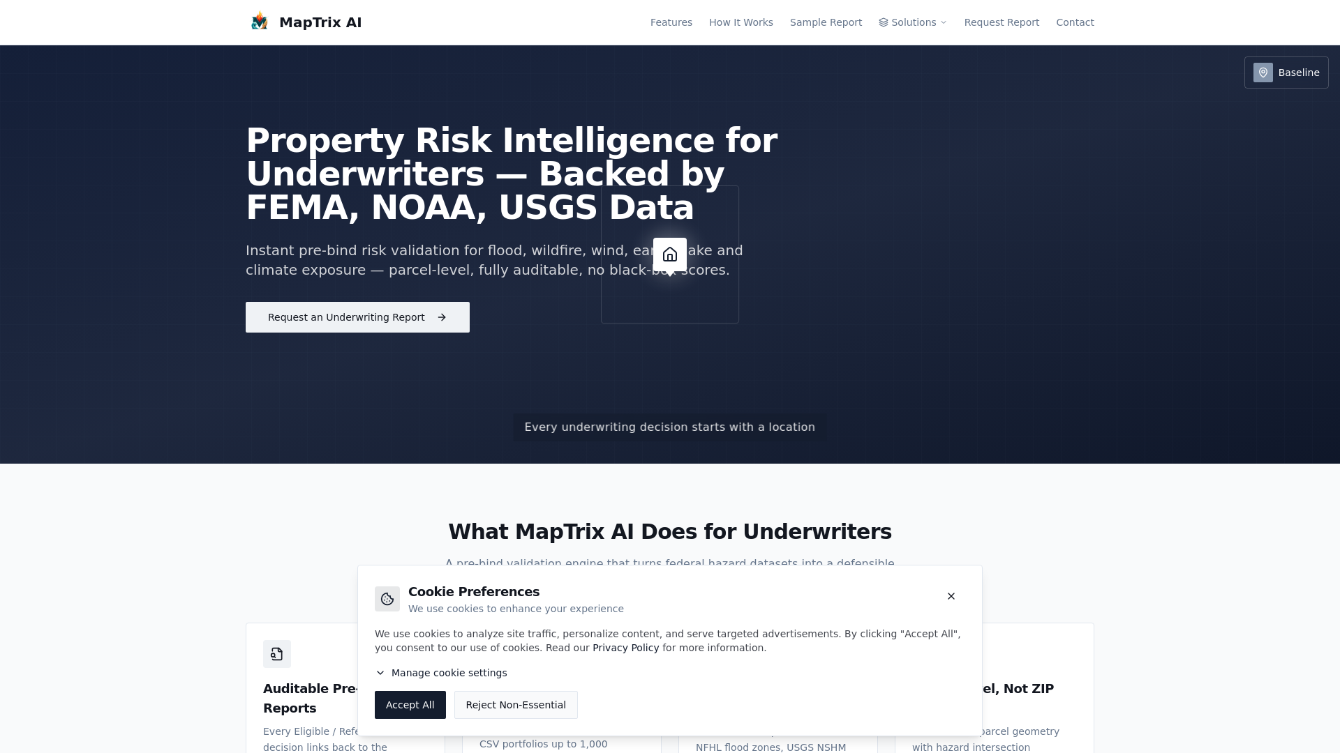 MapTrix AI | Property Risk Intelligence for Underwriters — FEMA, NOAA, USGS