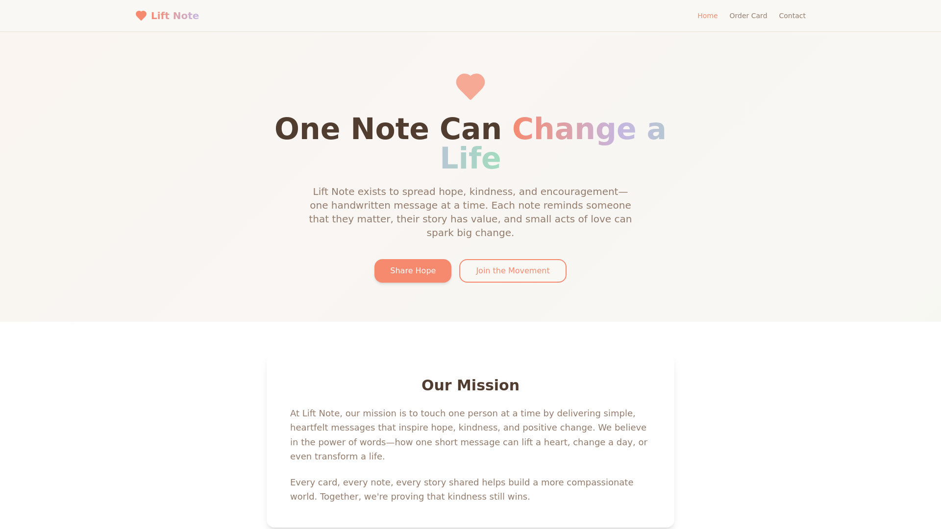 Lift Note - Spreading Kindness, One Card at a Time