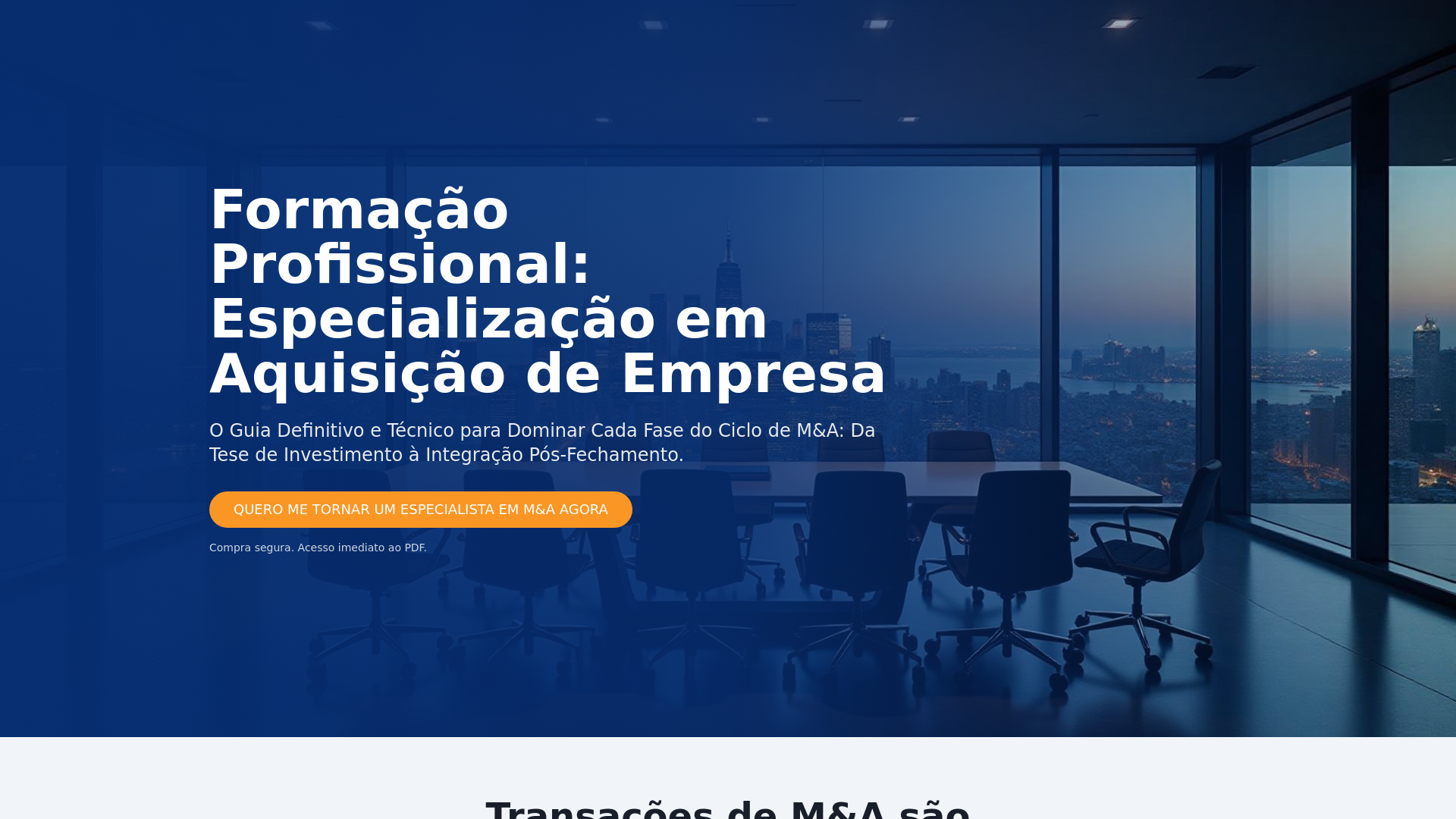 Formação Profissional - Especialização em Aquisição de Empresa