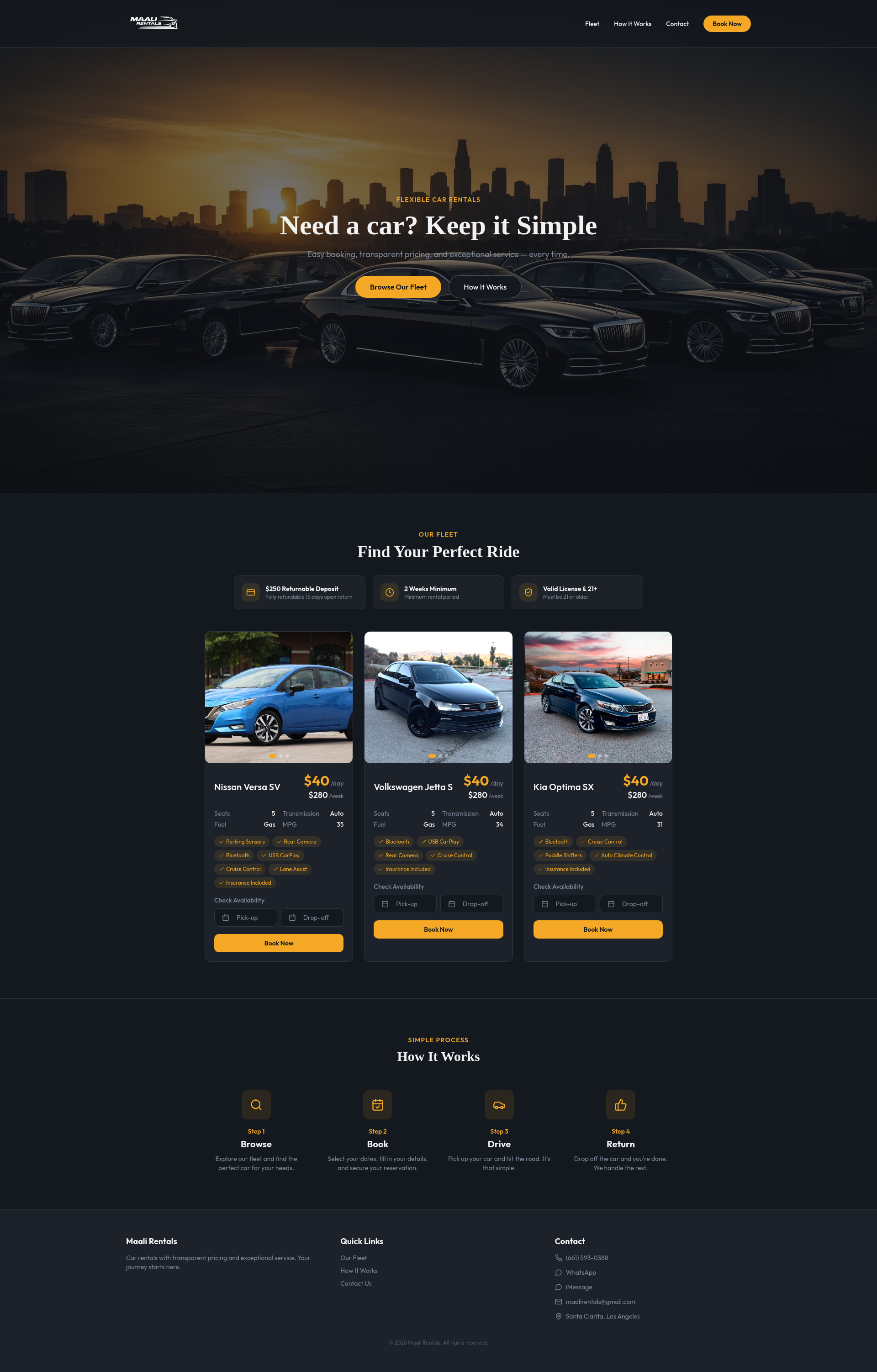 Maali Rentals — Affordable Weekly Car Rentals in Santa Clarita