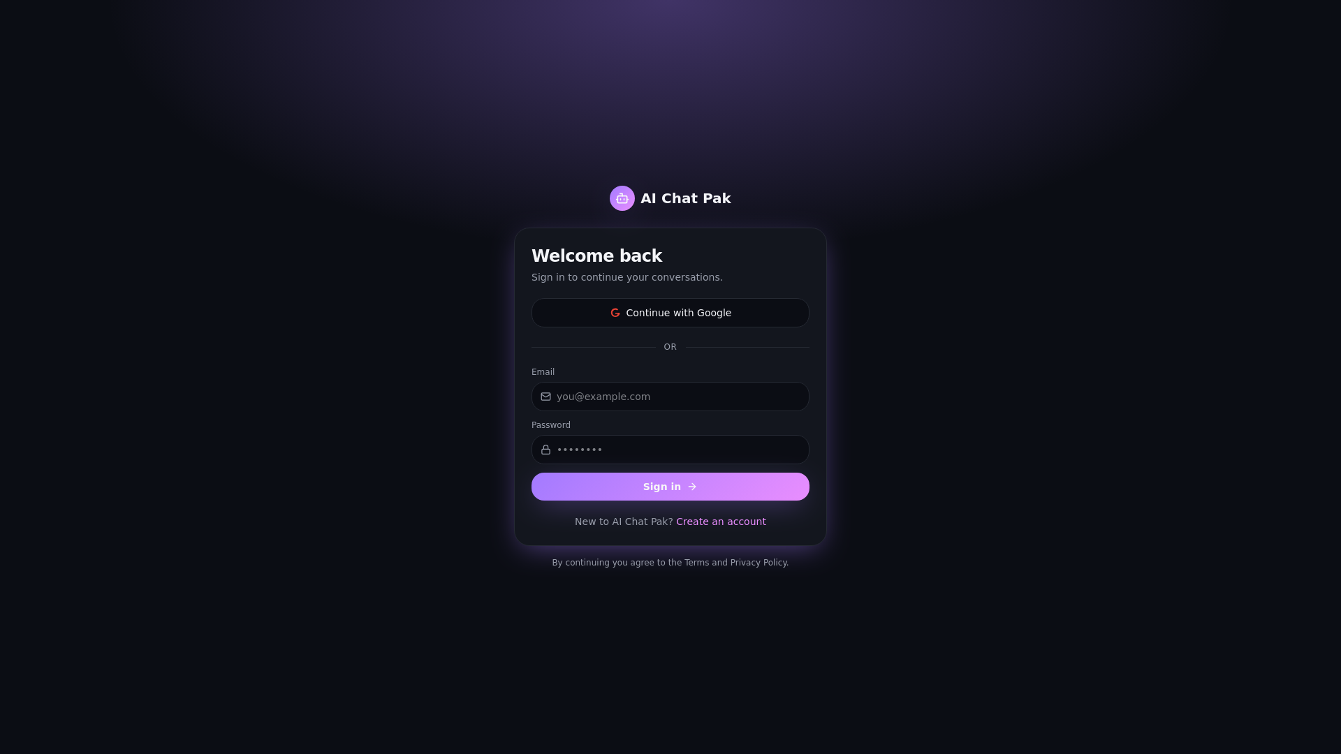 Spring Chat Pak Sign in — AI Chat Pak