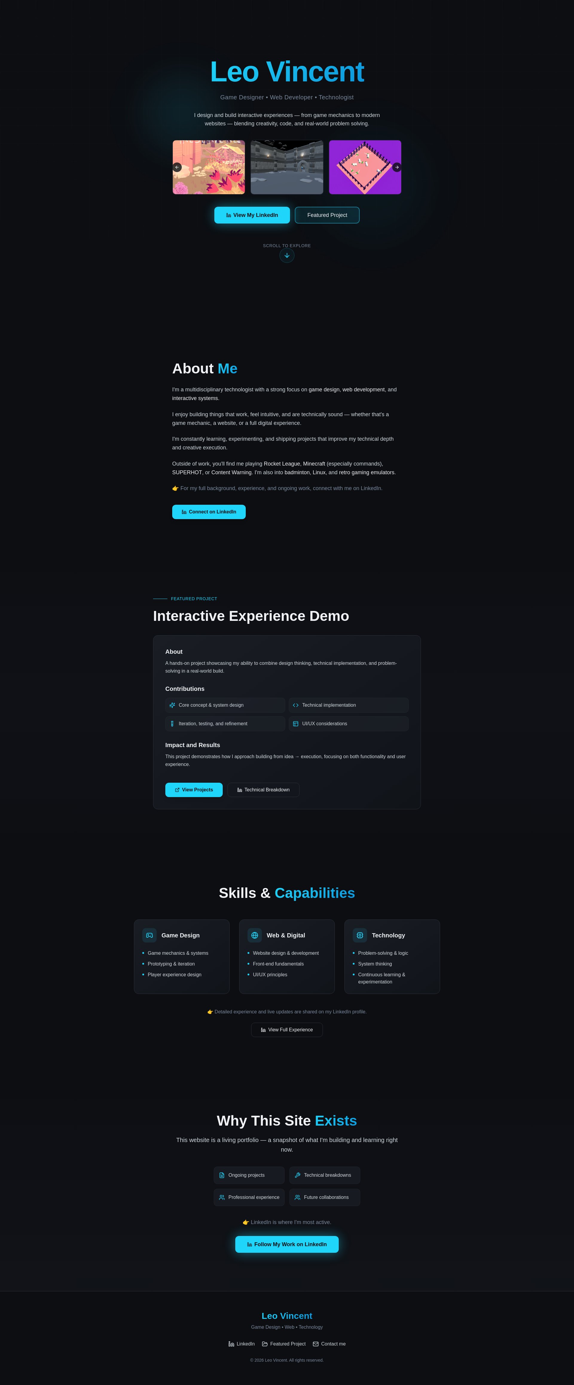 Leo Vincent | Game Designer • Web Developer • Technologist