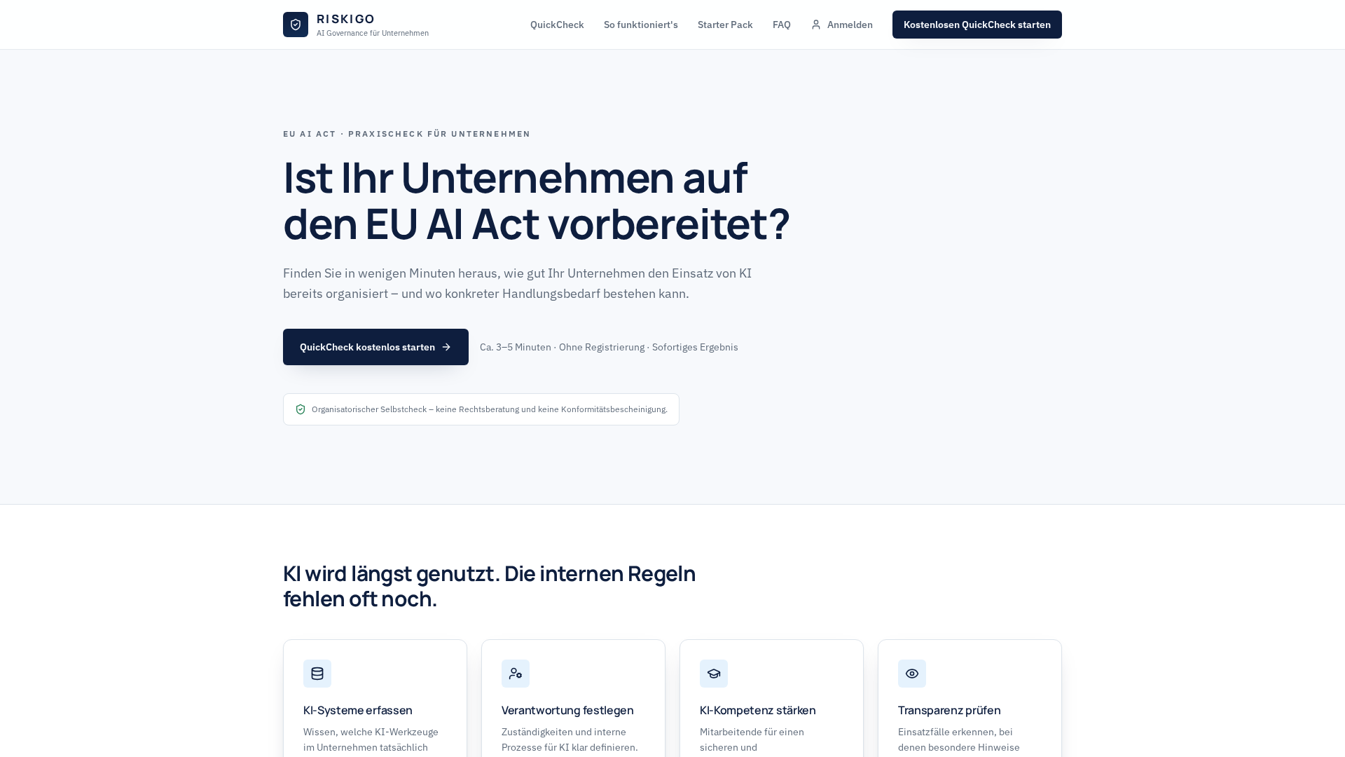 Riskigo – B2B AI Governance Platform