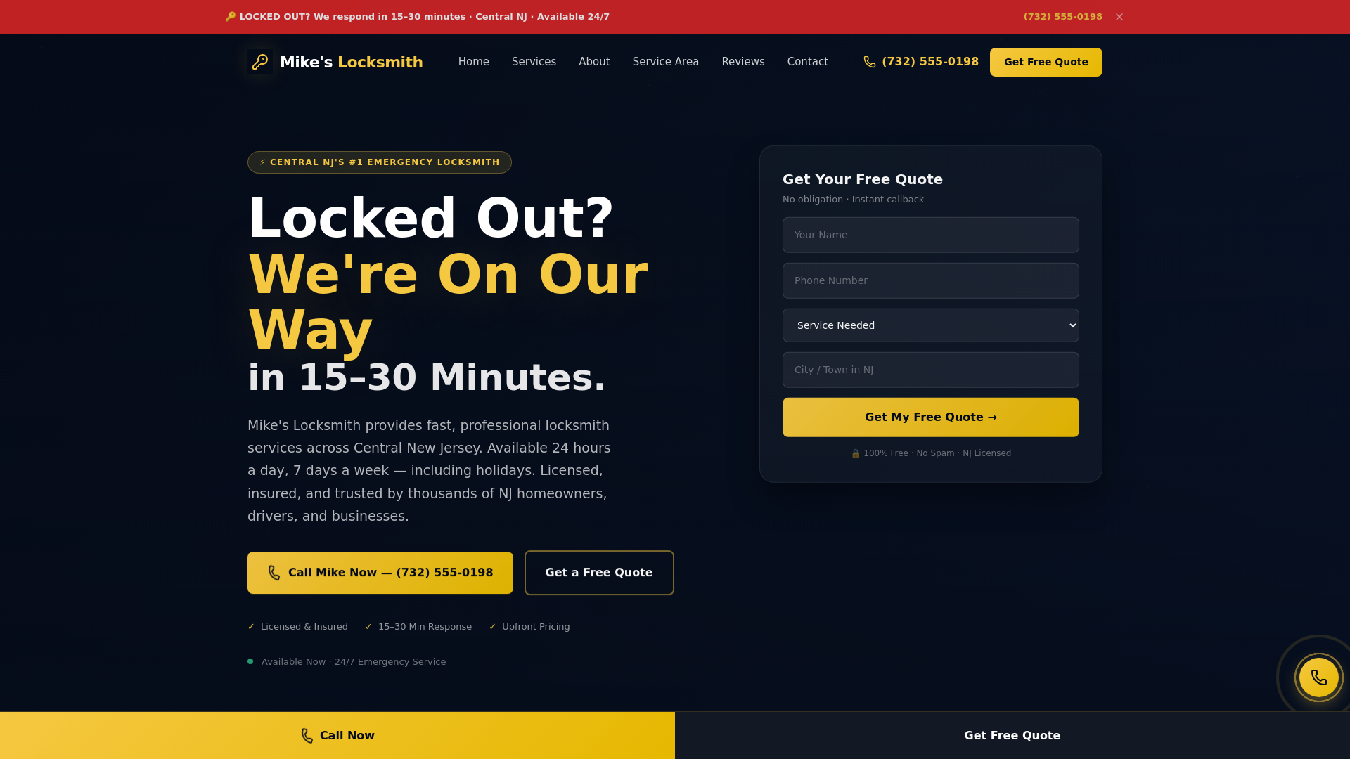 Mike's Locksmith — Cola Peak portfolio project