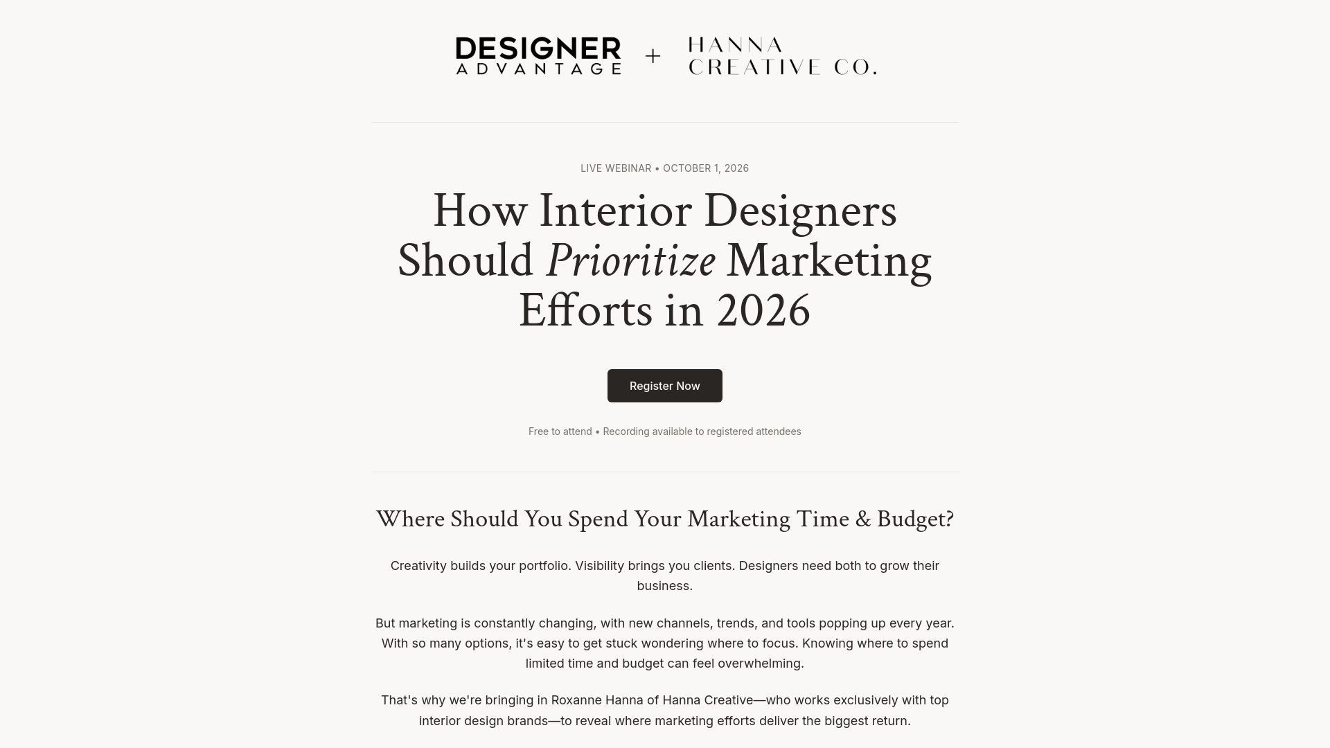 How Interior Designers Should Prioritize Marketing in 2026 | Webinar
