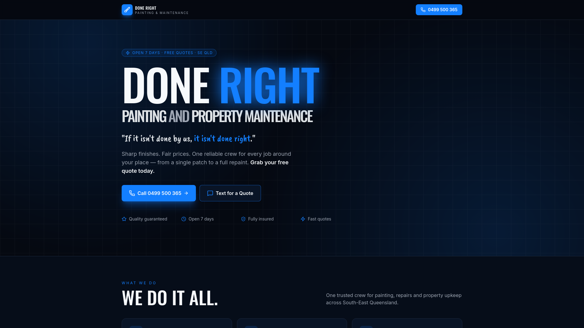 Done Right Painting & Property Maintenance — website built by Nexus Systems World