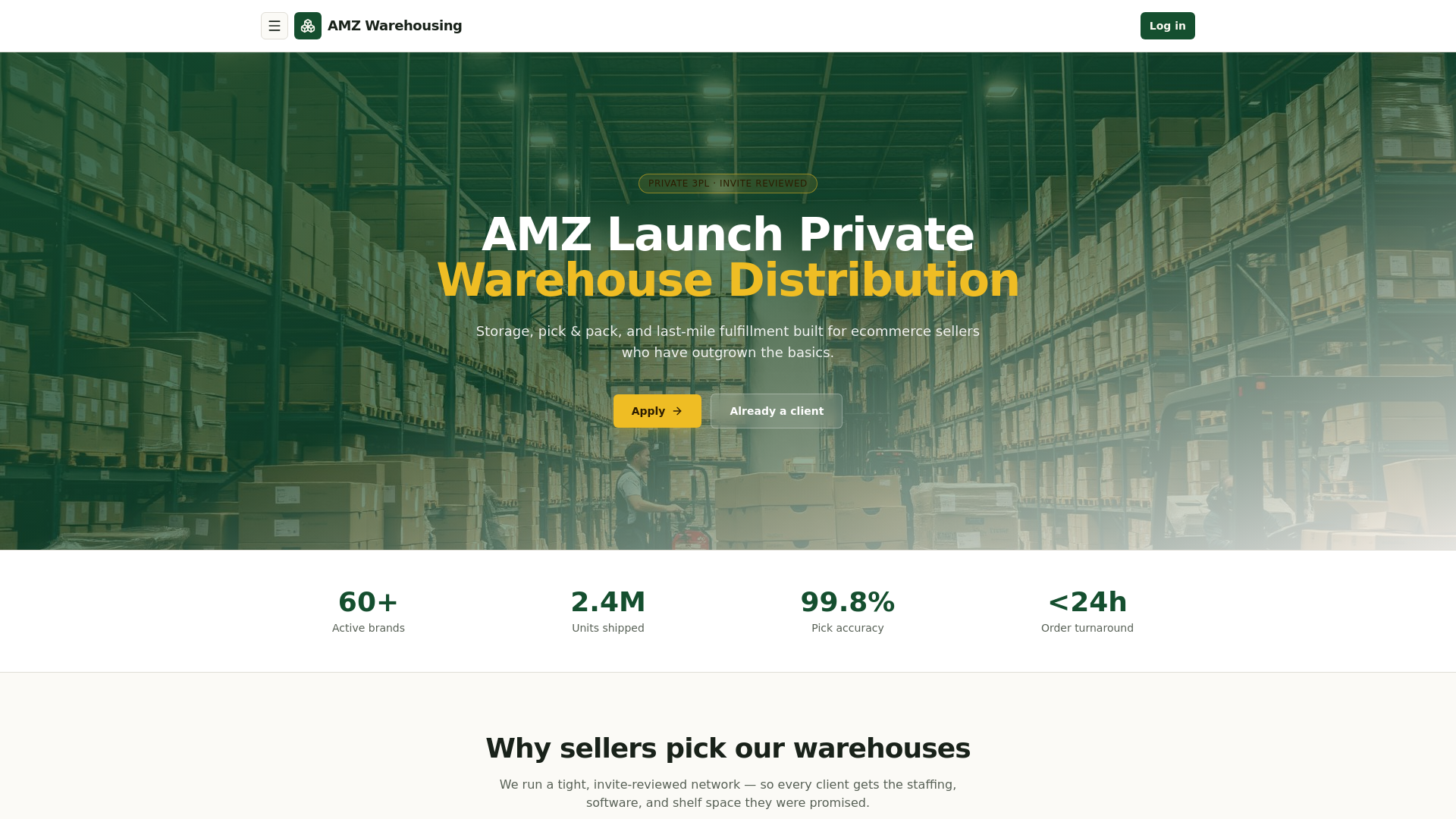 Sign in or create account — AMZ Warehousing