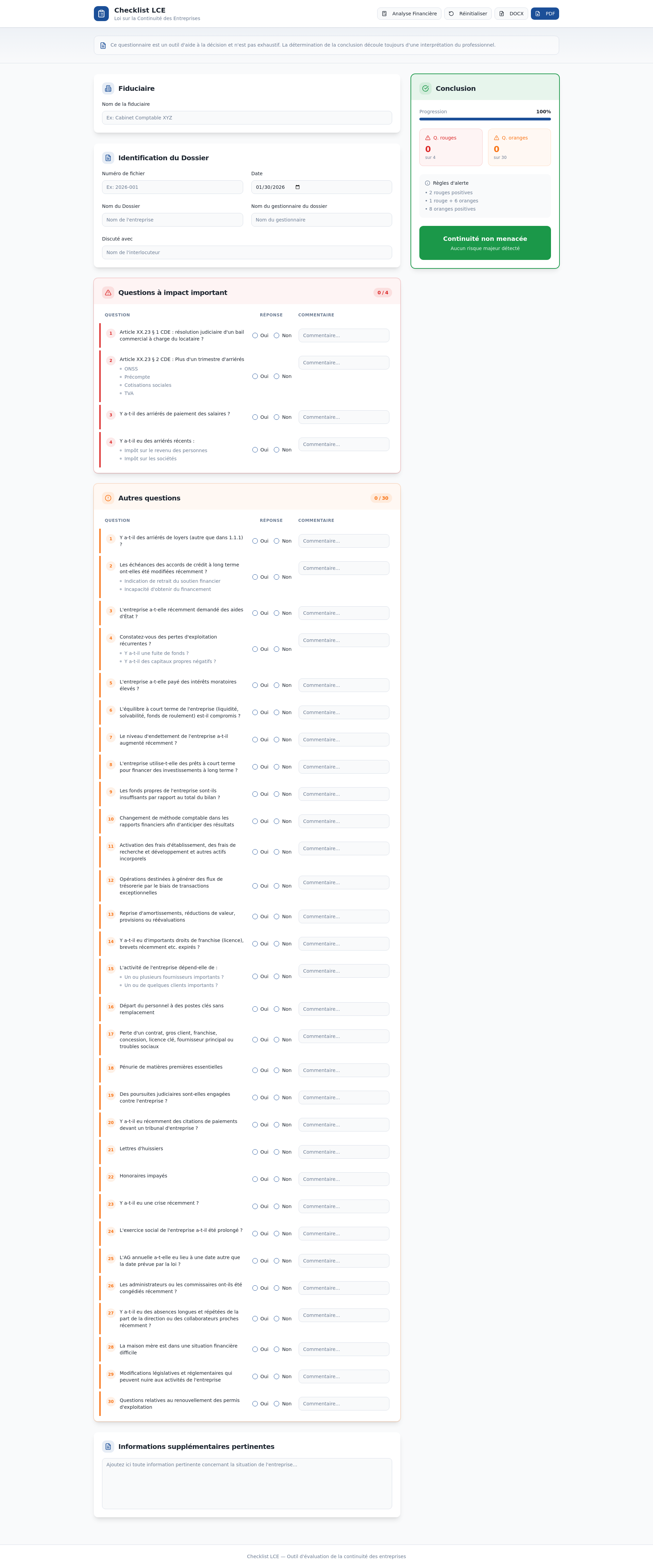 Checklist LCE