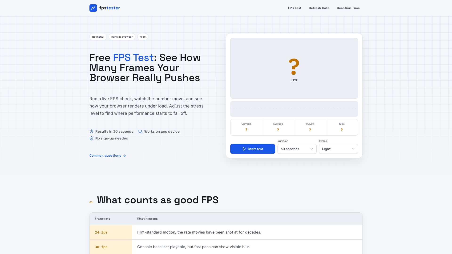 FPS Test – Check Your Frame Rate Online | FPS Tester