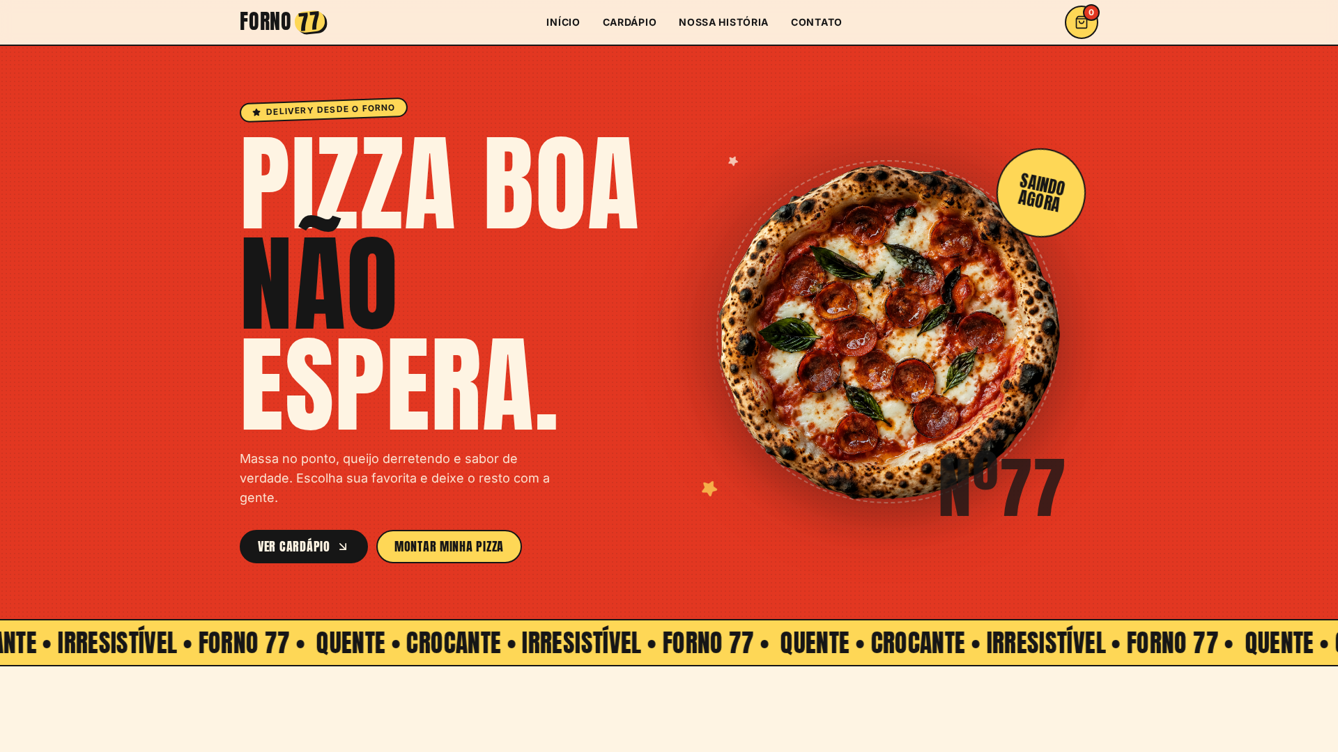 Página inicial do site FORNO 77