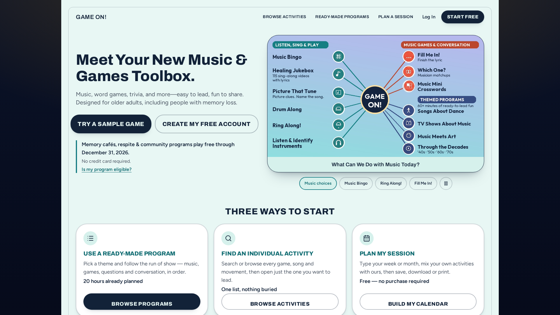 All Activities & Tools — GAME ON!
