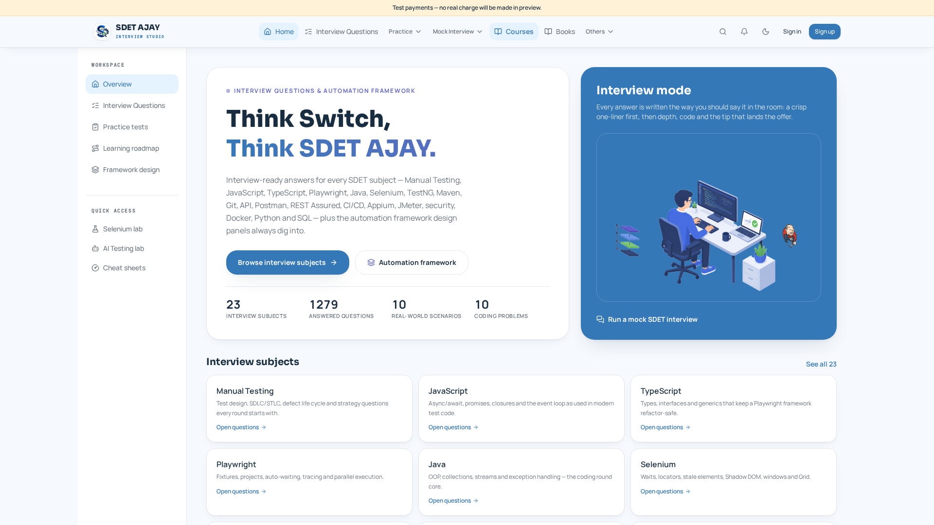 Java Traks Courses & Learning Tracks — SDET AJAY
