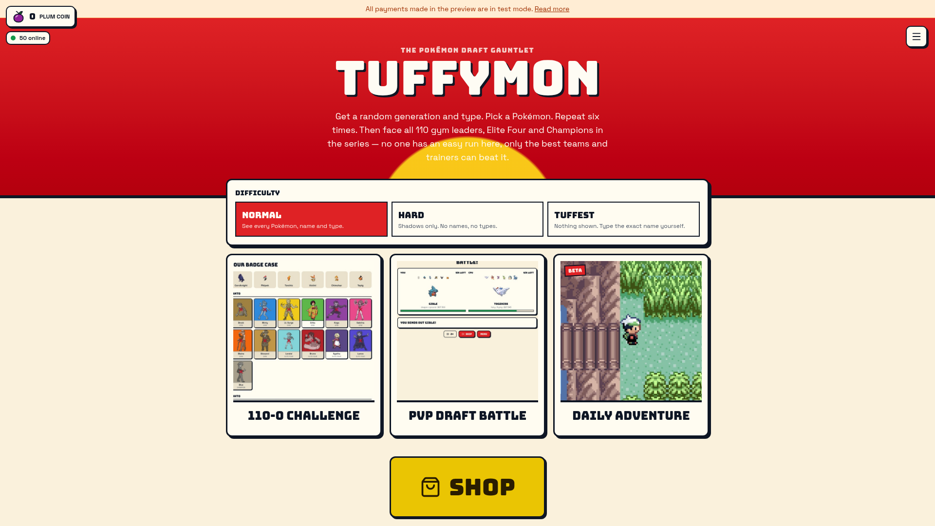 Leader Challenge Coin TuffyMon — 110-0 Challenge & PvP Draft Battle