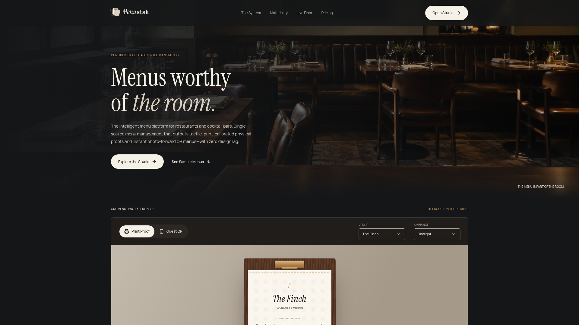 Menustak — Menus worthy of the room.