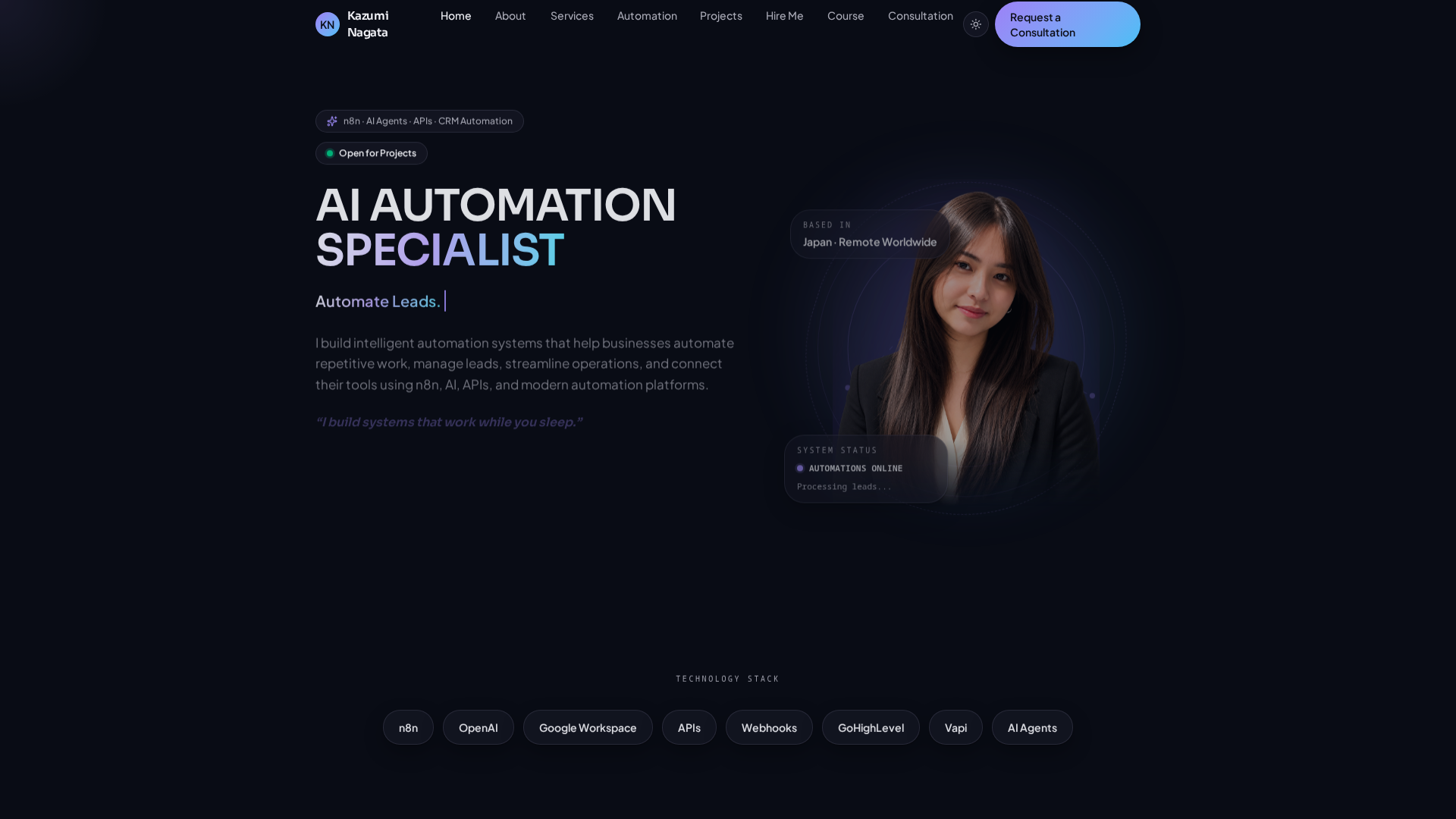 Kazumi Nagata — AI Automation Specialist & Technical VA