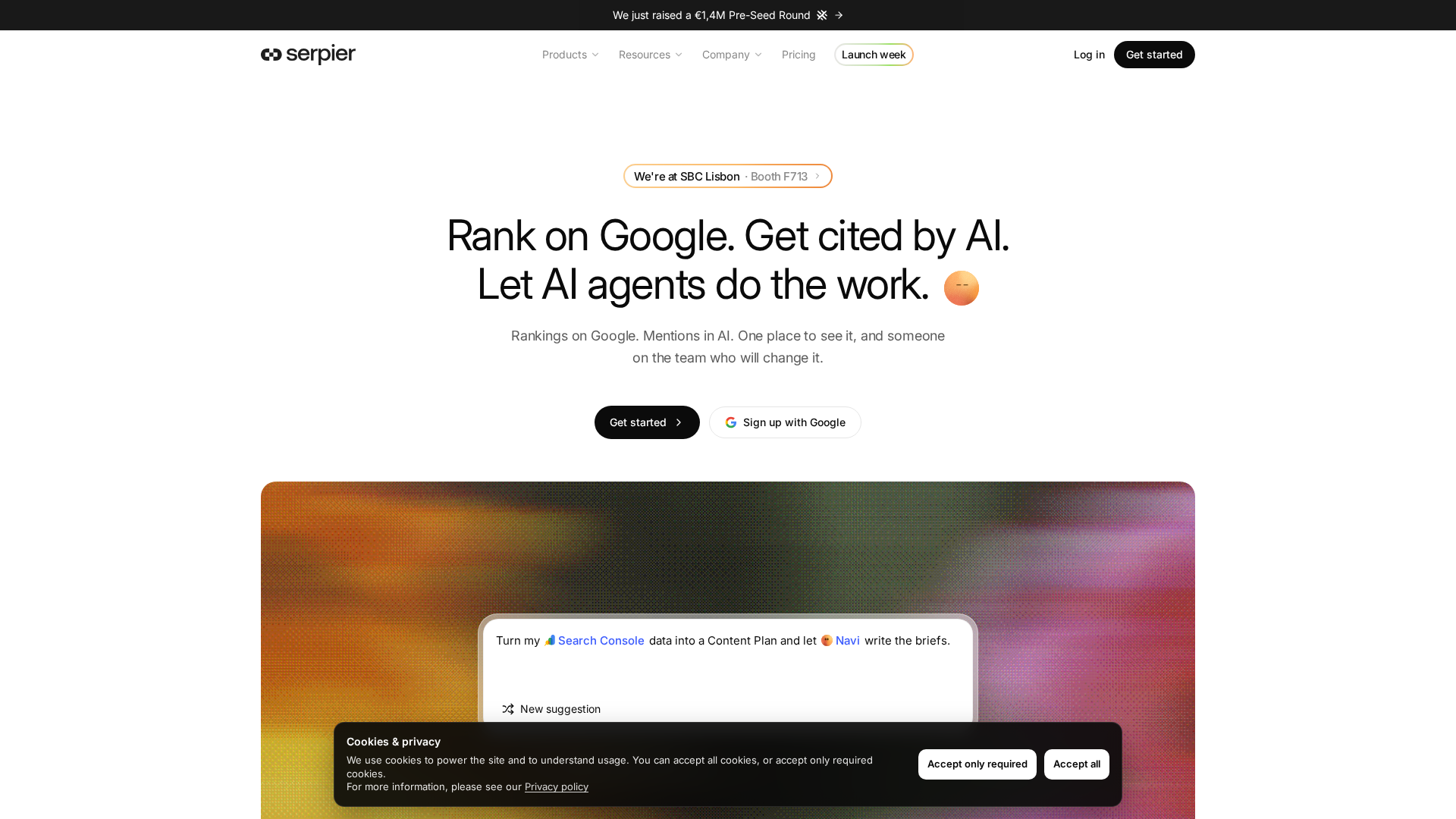 Preview image from Rank on Google. Get cited by AI. Let AI agents do the work. | Serpier