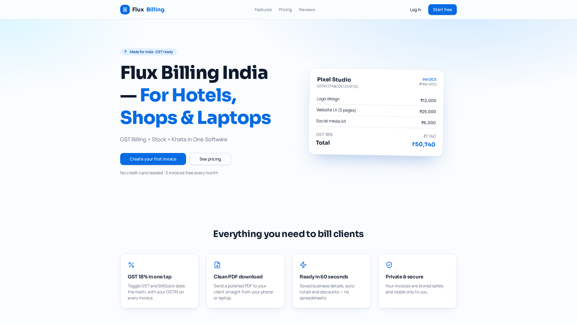 Flux Billing - Hotel GST SaaS