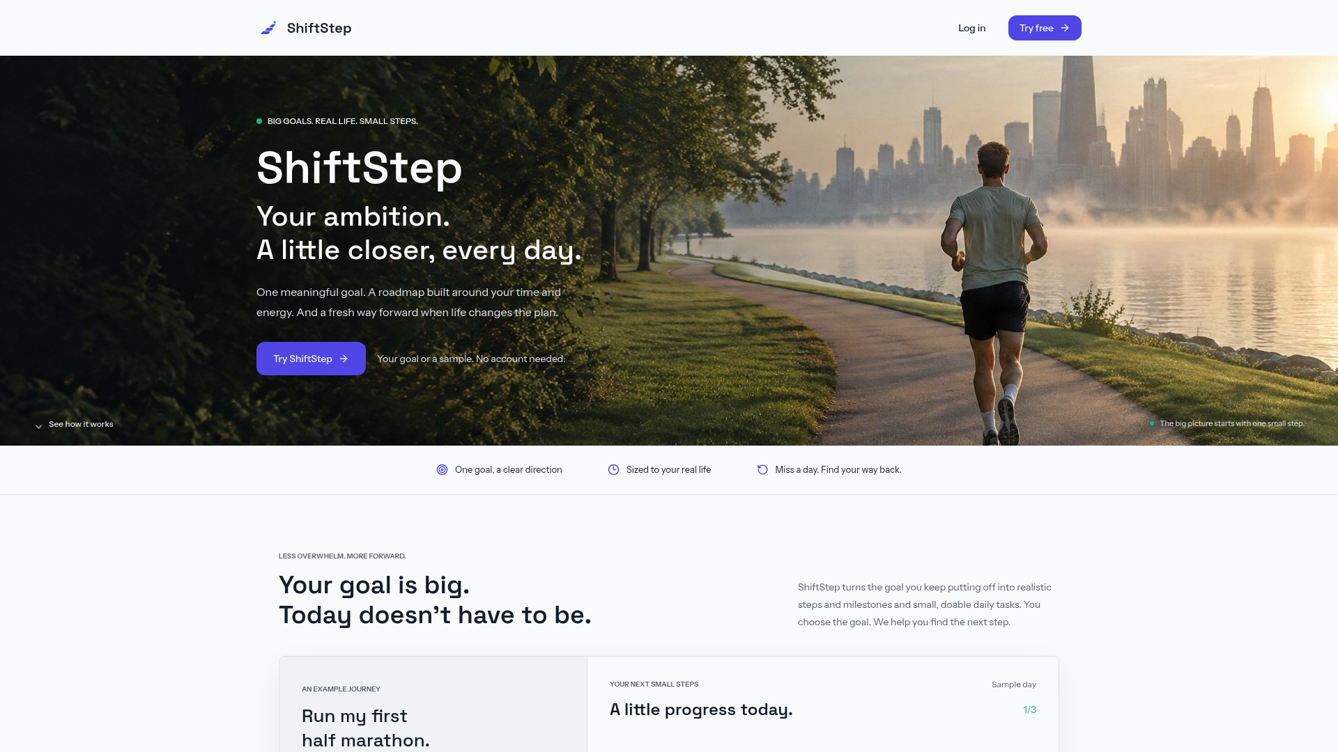Sample Image Small ShiftStep — One meaningful goal. Small daily steps.