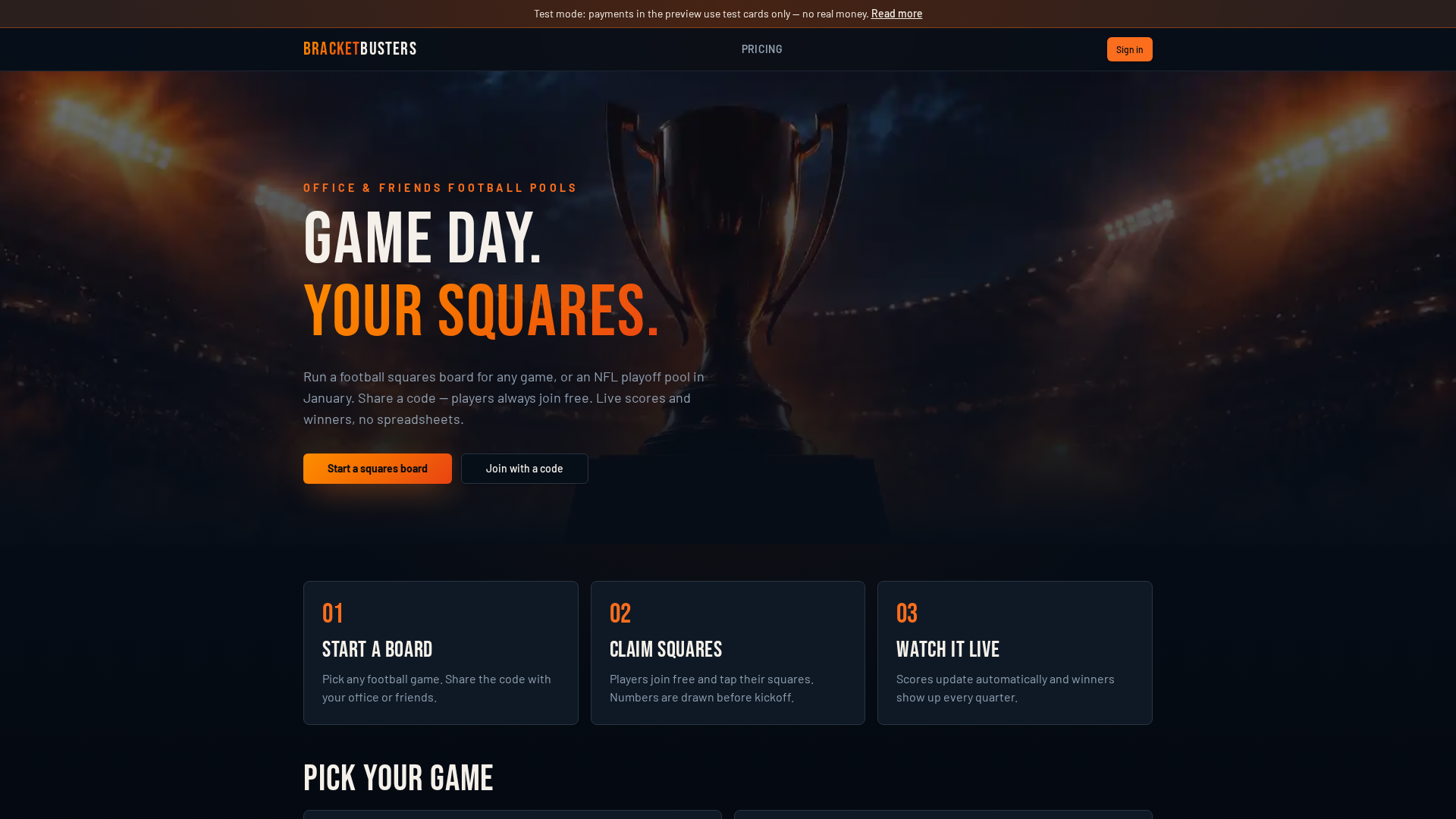BracketBusters — Bracket Pools for March Madness, NFL Playoffs & CWS