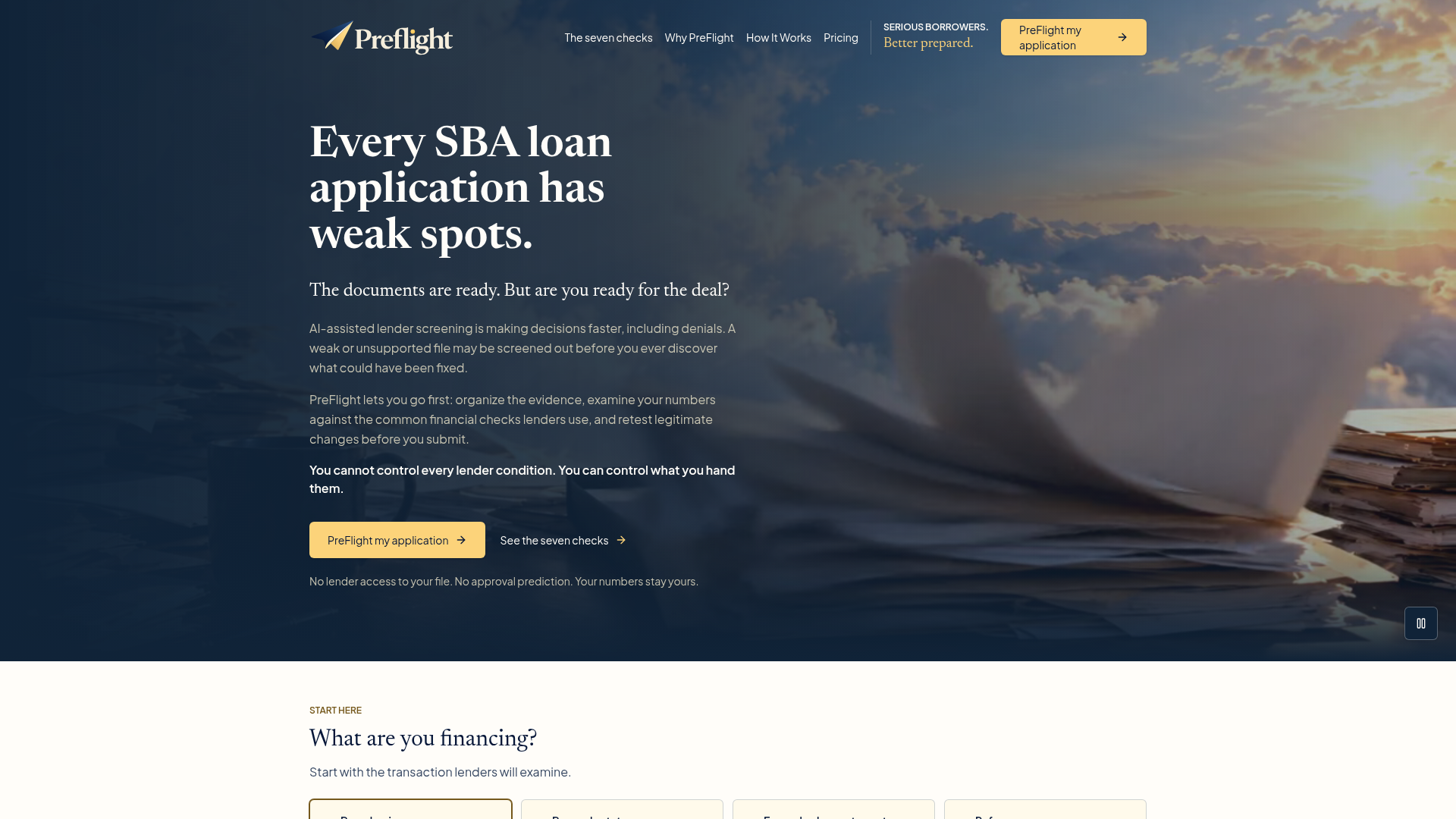 Preflight — Every SBA loan application has weak spots