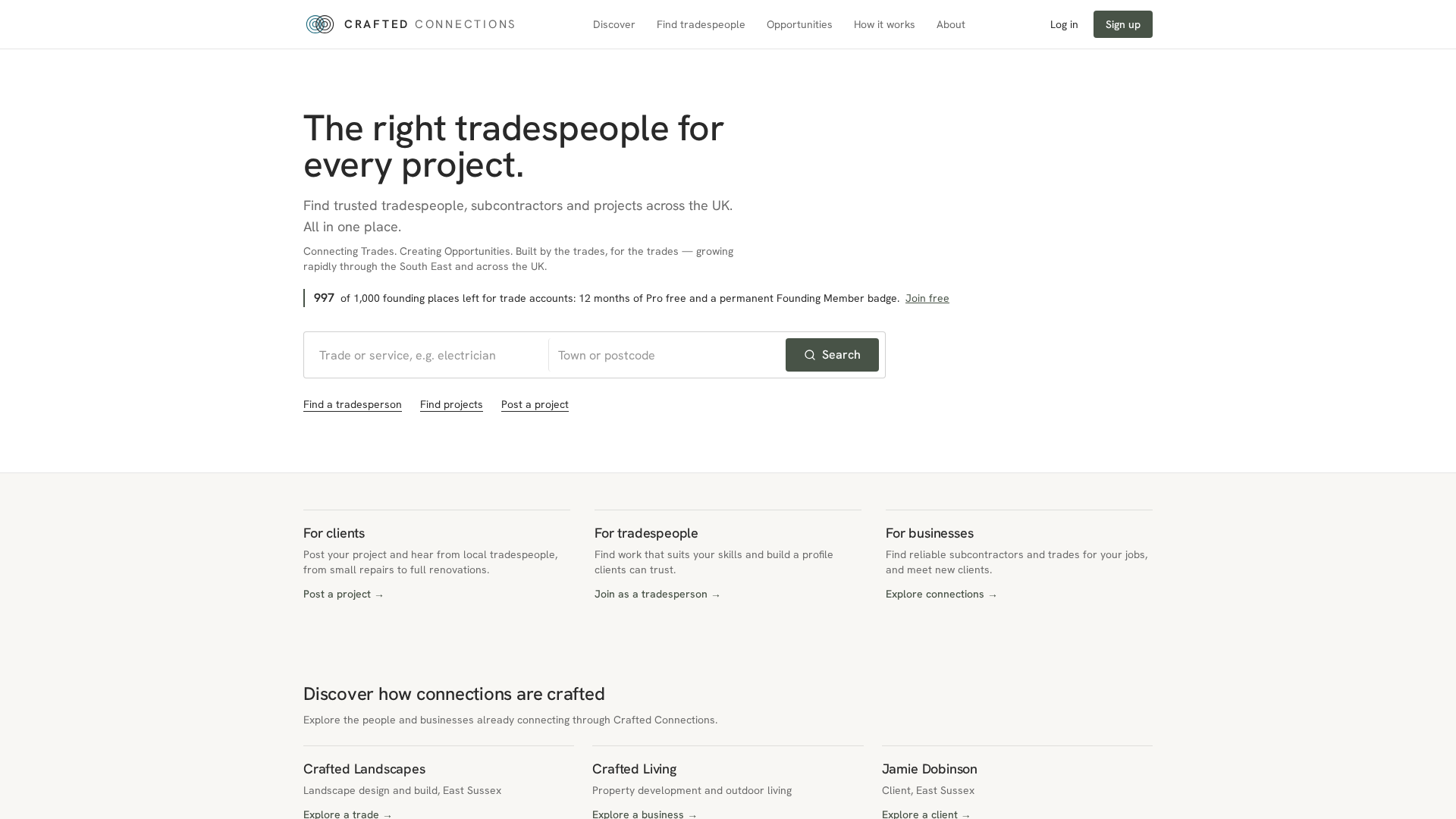 Project Client Projects Browse tradespeople and projects — Crafted Connections