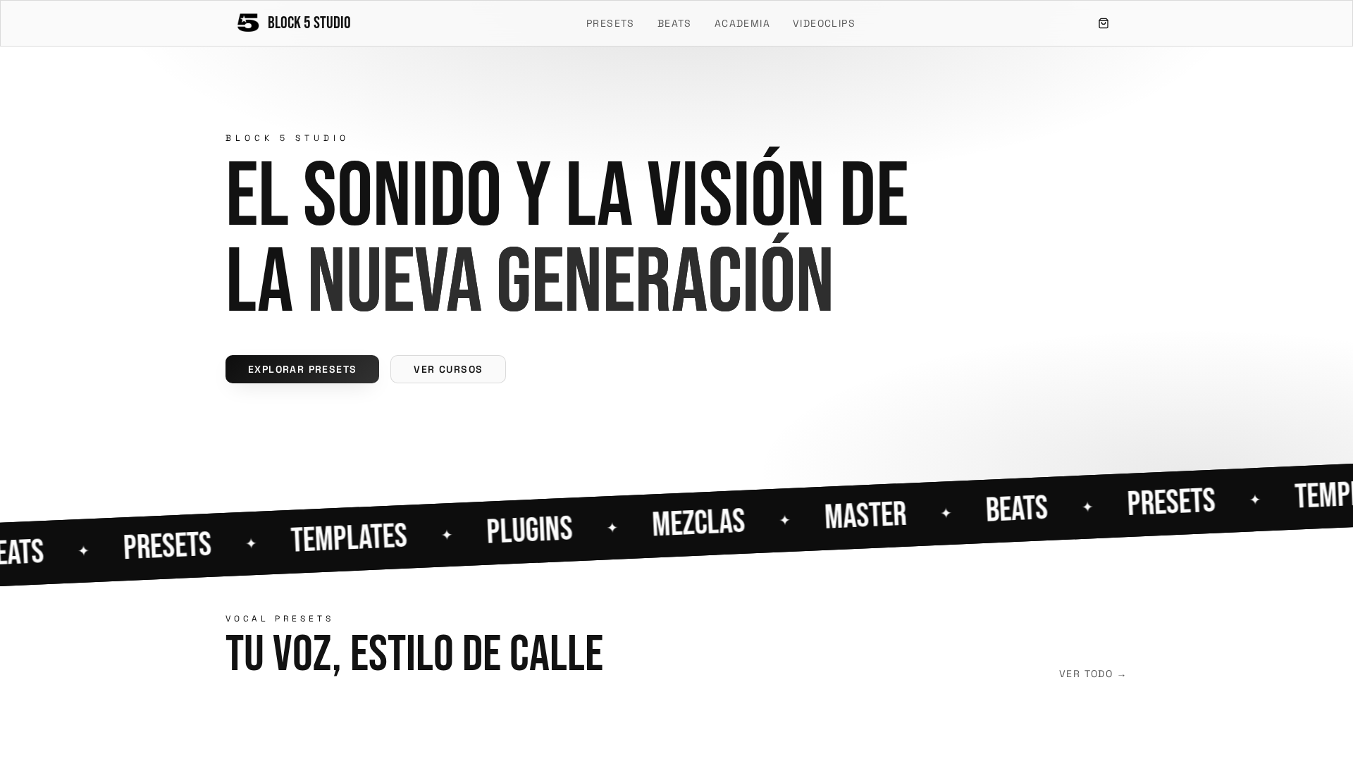 BLOCK 5 STUDIO — Presets, beats y cursos
