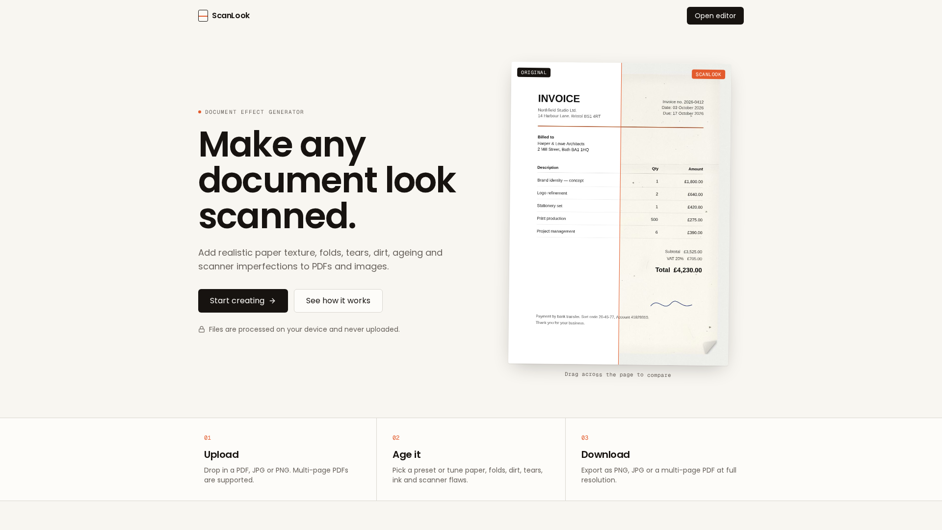 ScanLook — Make any document look scanned