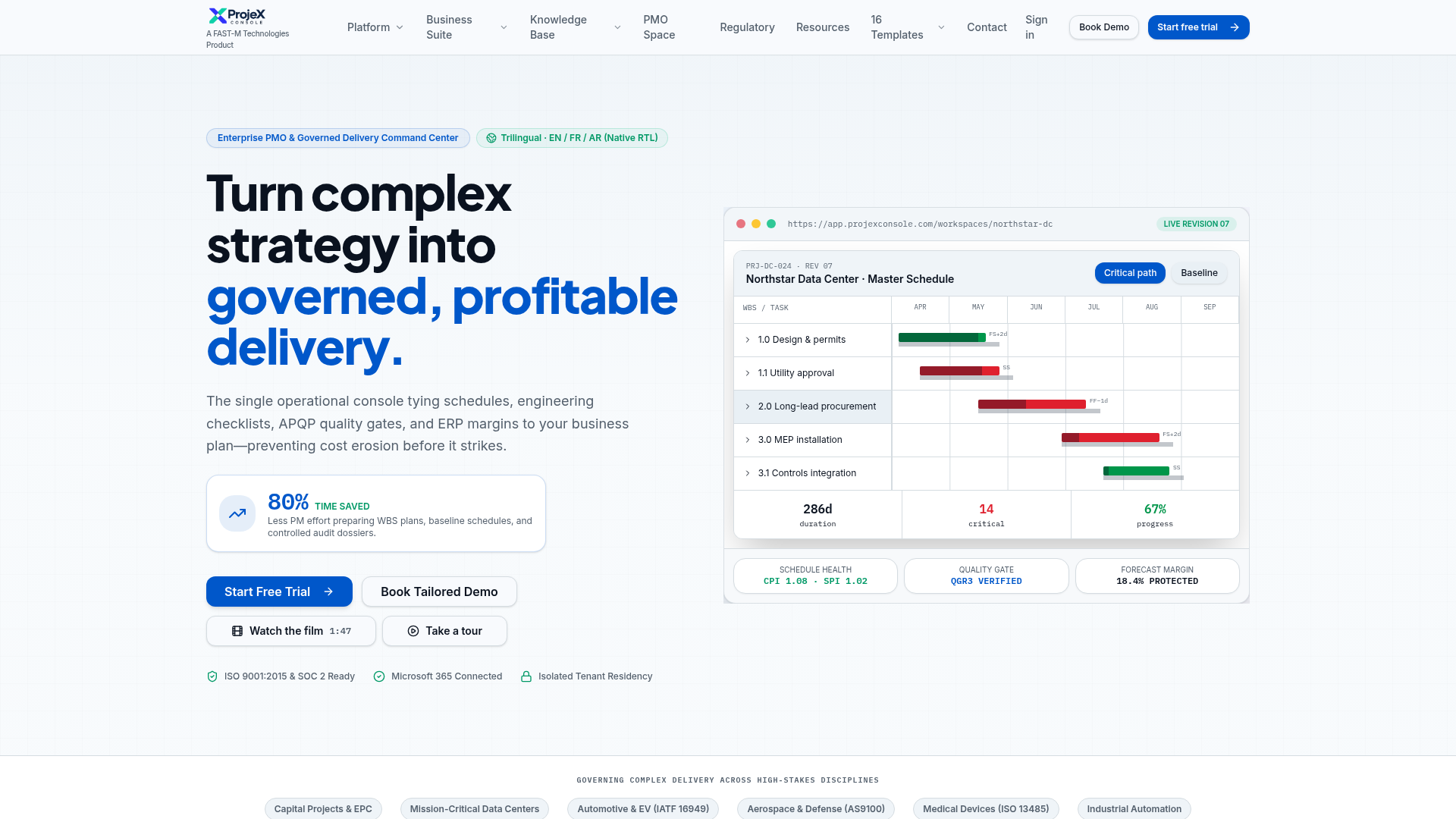 ProjeX Console — Governed Enterprise Delivery Platform