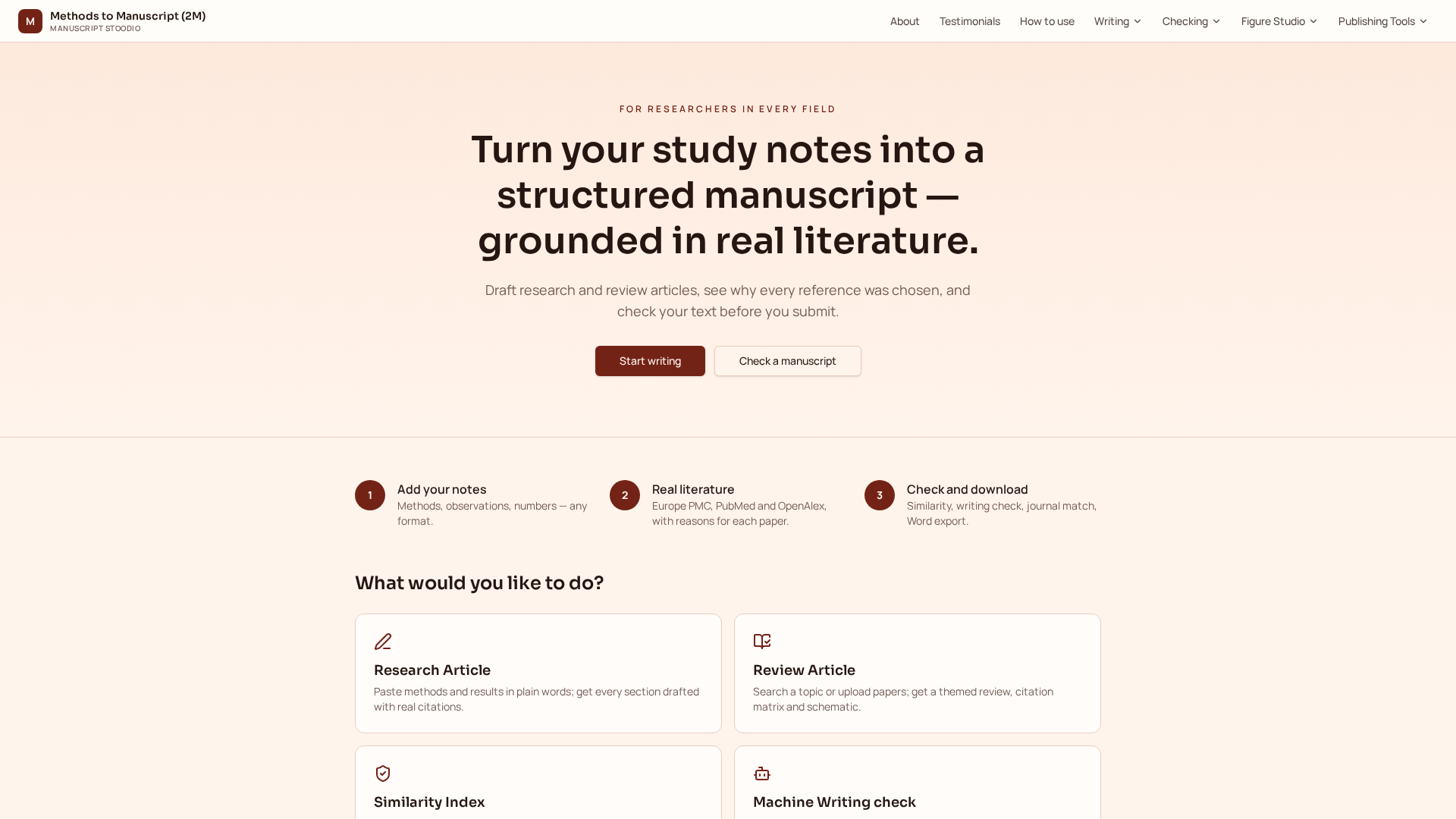 Workspace — Methods to Manuscript (2M)