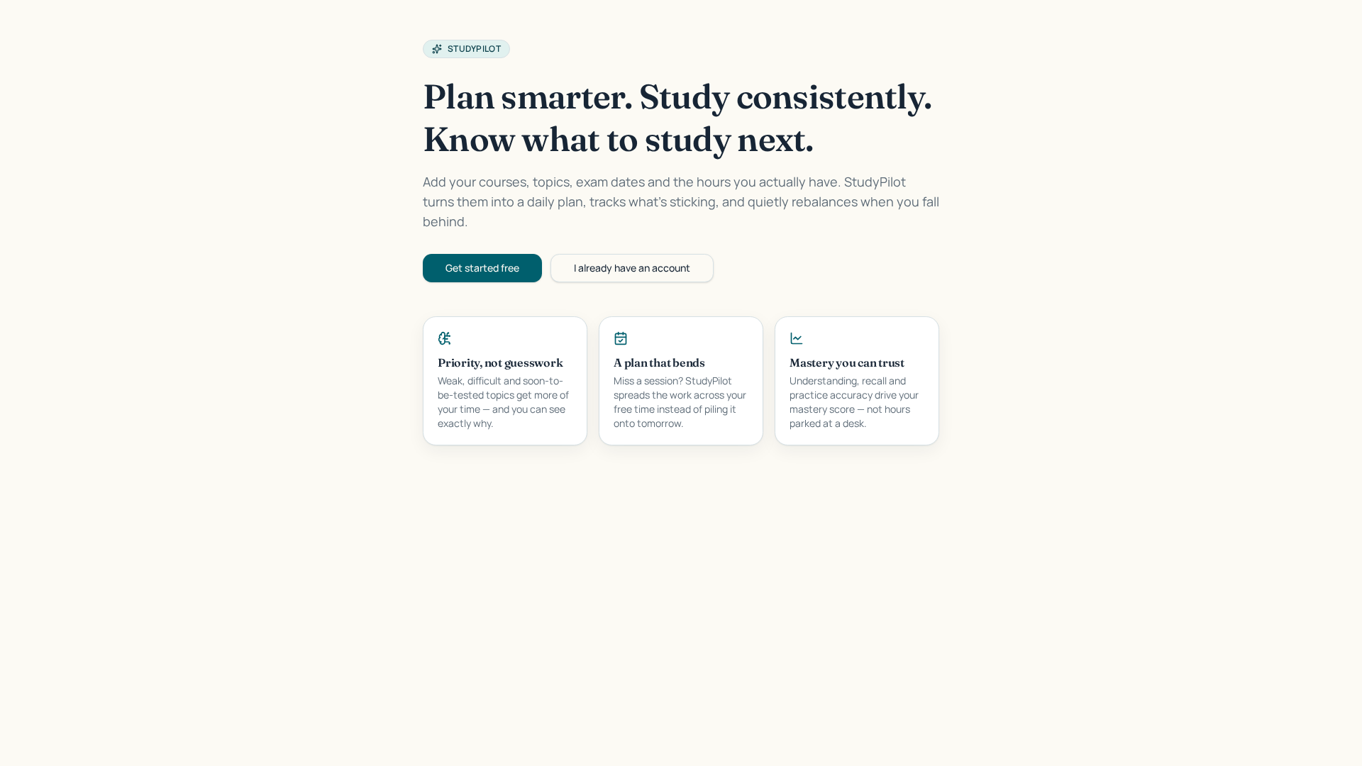 StudyPilot — Plan smarter. Study consistently.