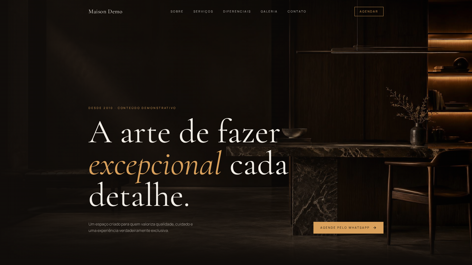 Página inicial do site Maison Demo
