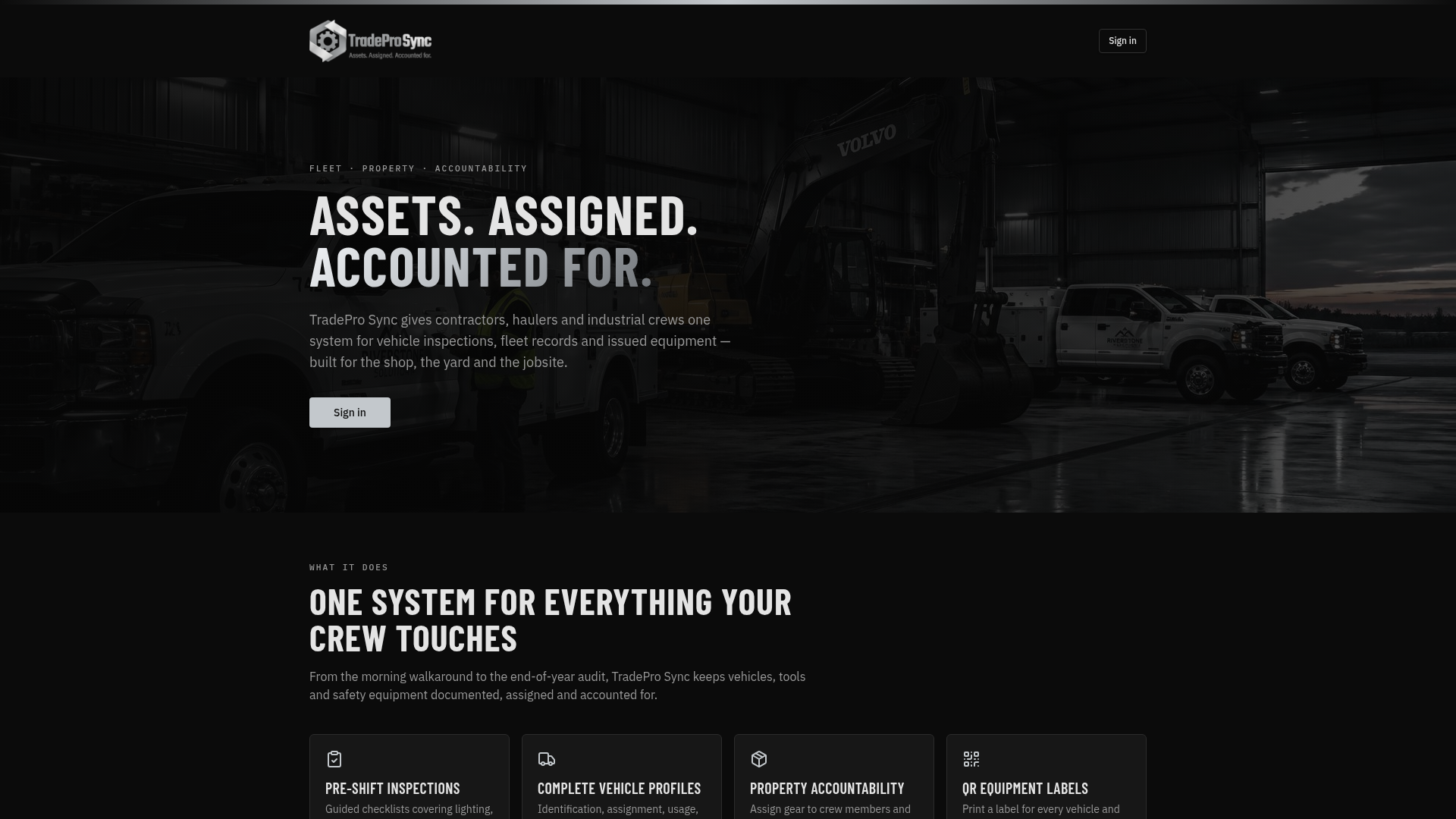 TradePro Sync — Commercial & Industrial Fleet & Equipment Tracking