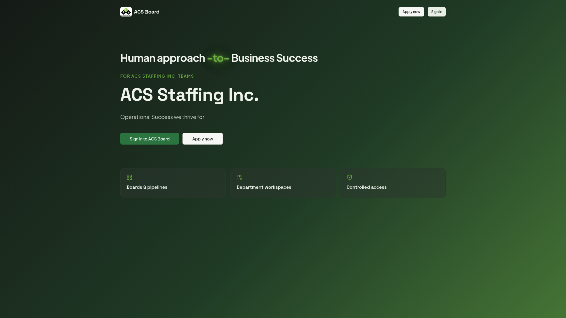 ACS Board — Work management for ACS Staffing Inc.