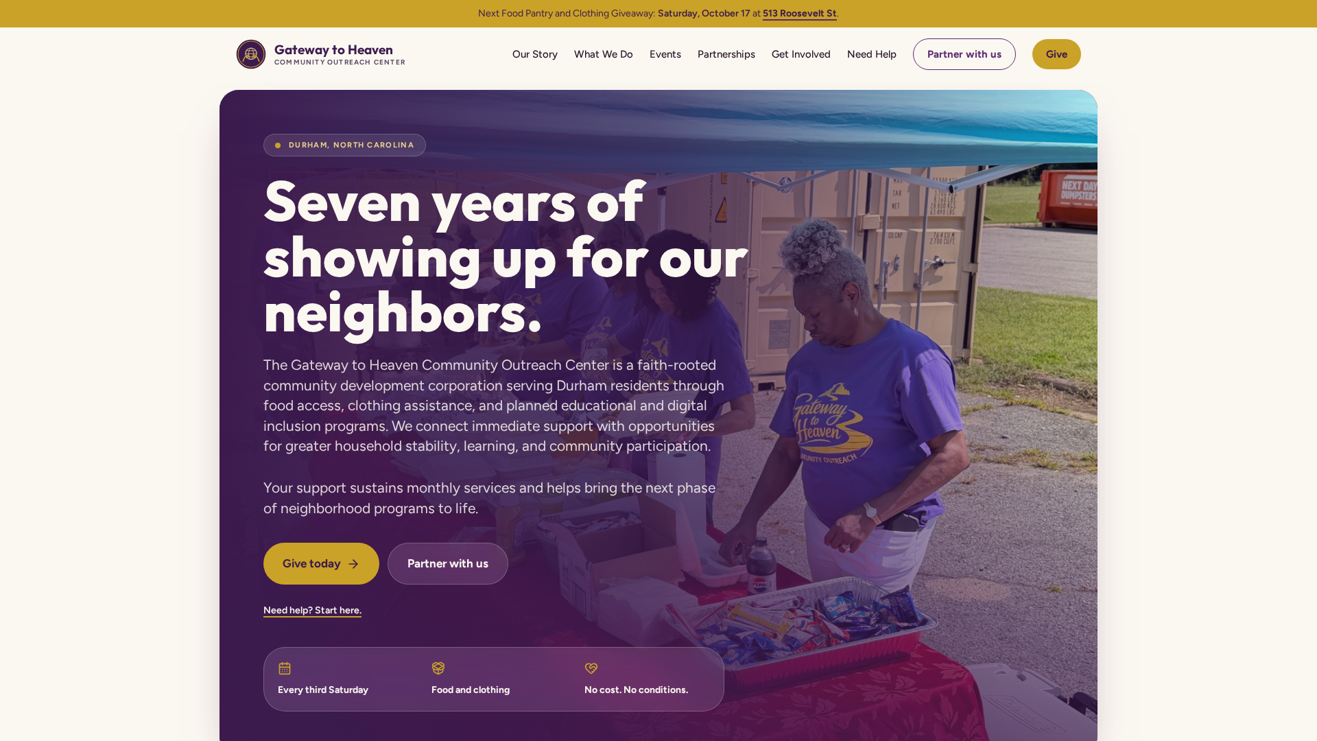 Outreach Event Sticker Gateway to Heaven Community Outreach Center — Durham, NC