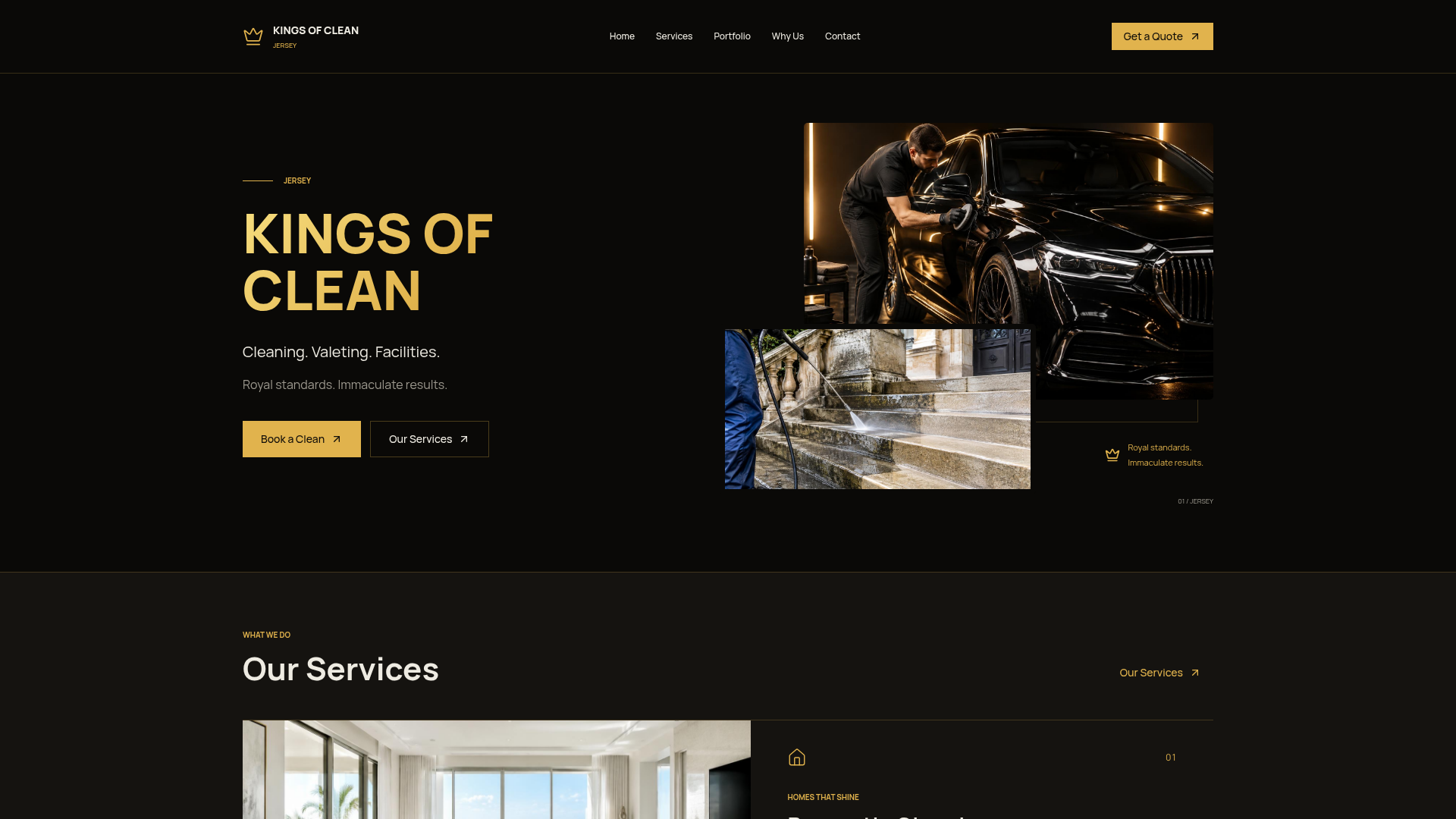 Live visual preview of Kings of Clean — Concept 02: Valeting & Detailing