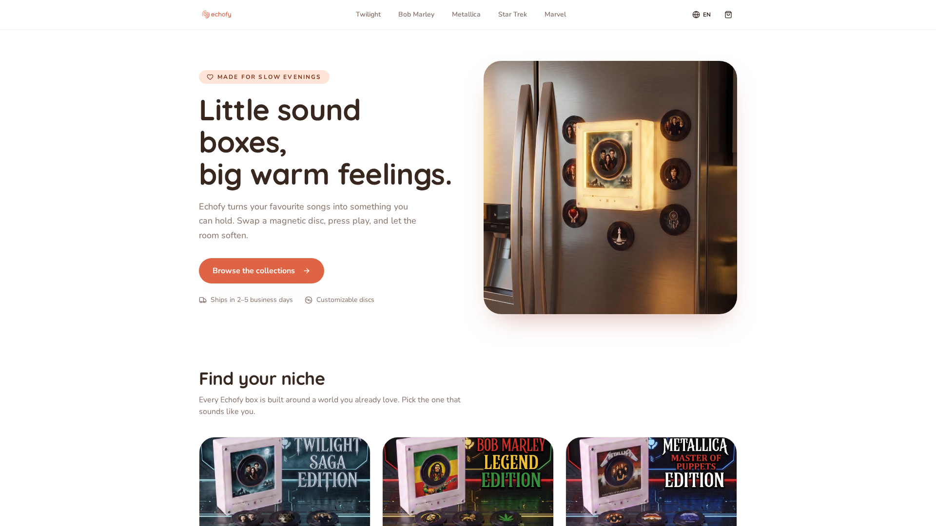 Echofy — Themed Music Boxes for Cosy Rooms