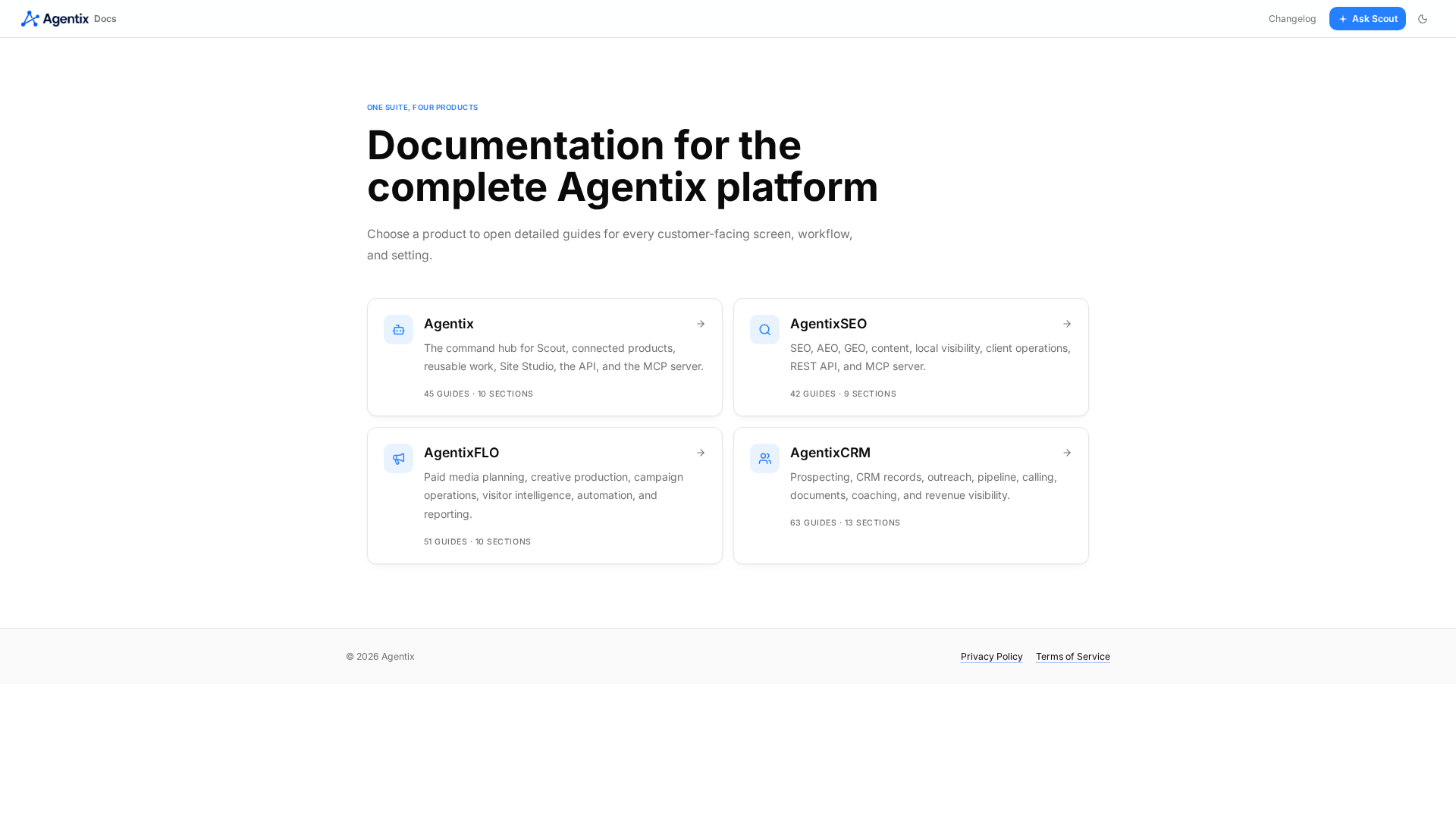 How the platform fits together | AgentixSEO Docs