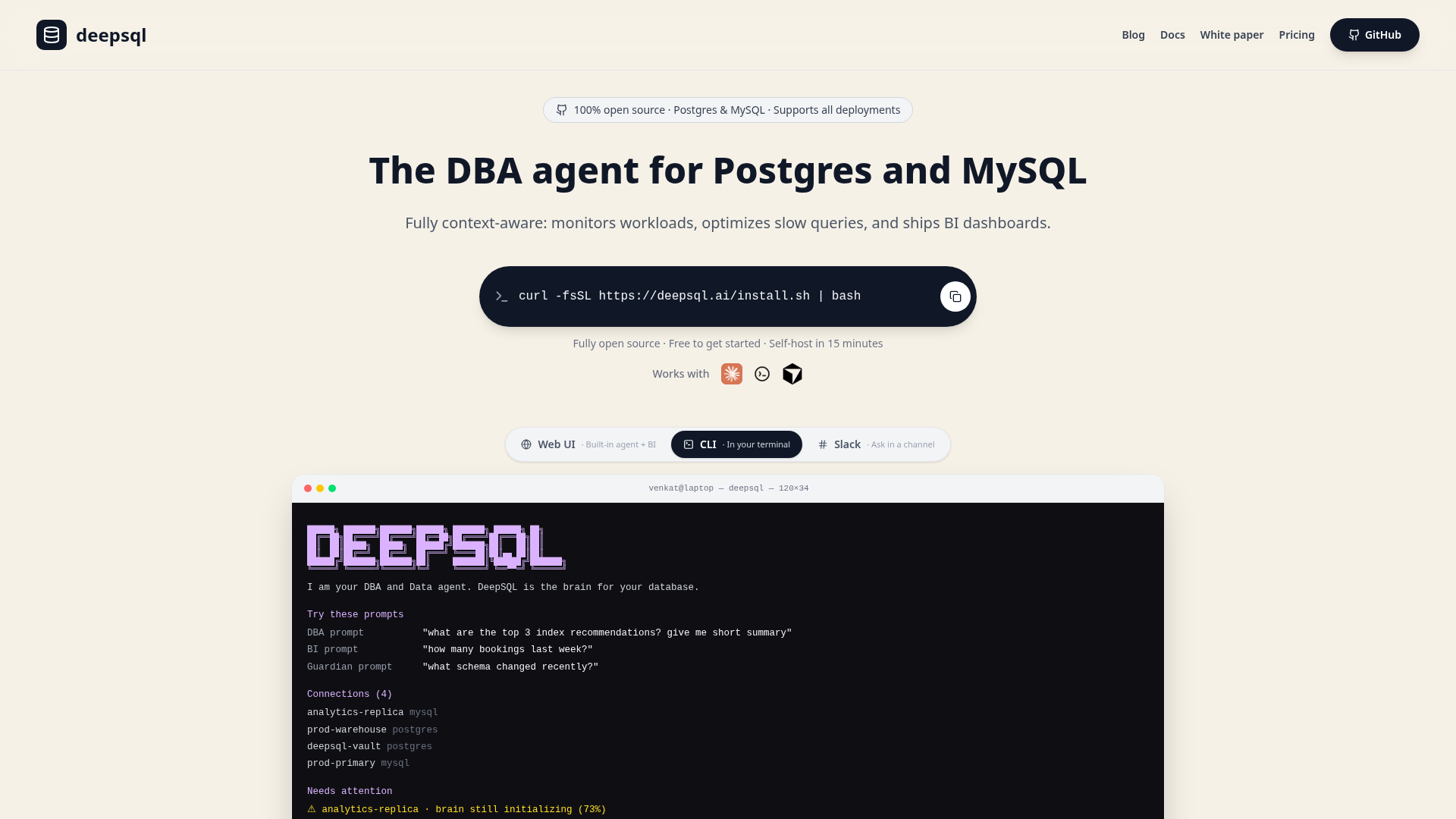 DeepSQL — The DBA agent for Postgres and MySQL