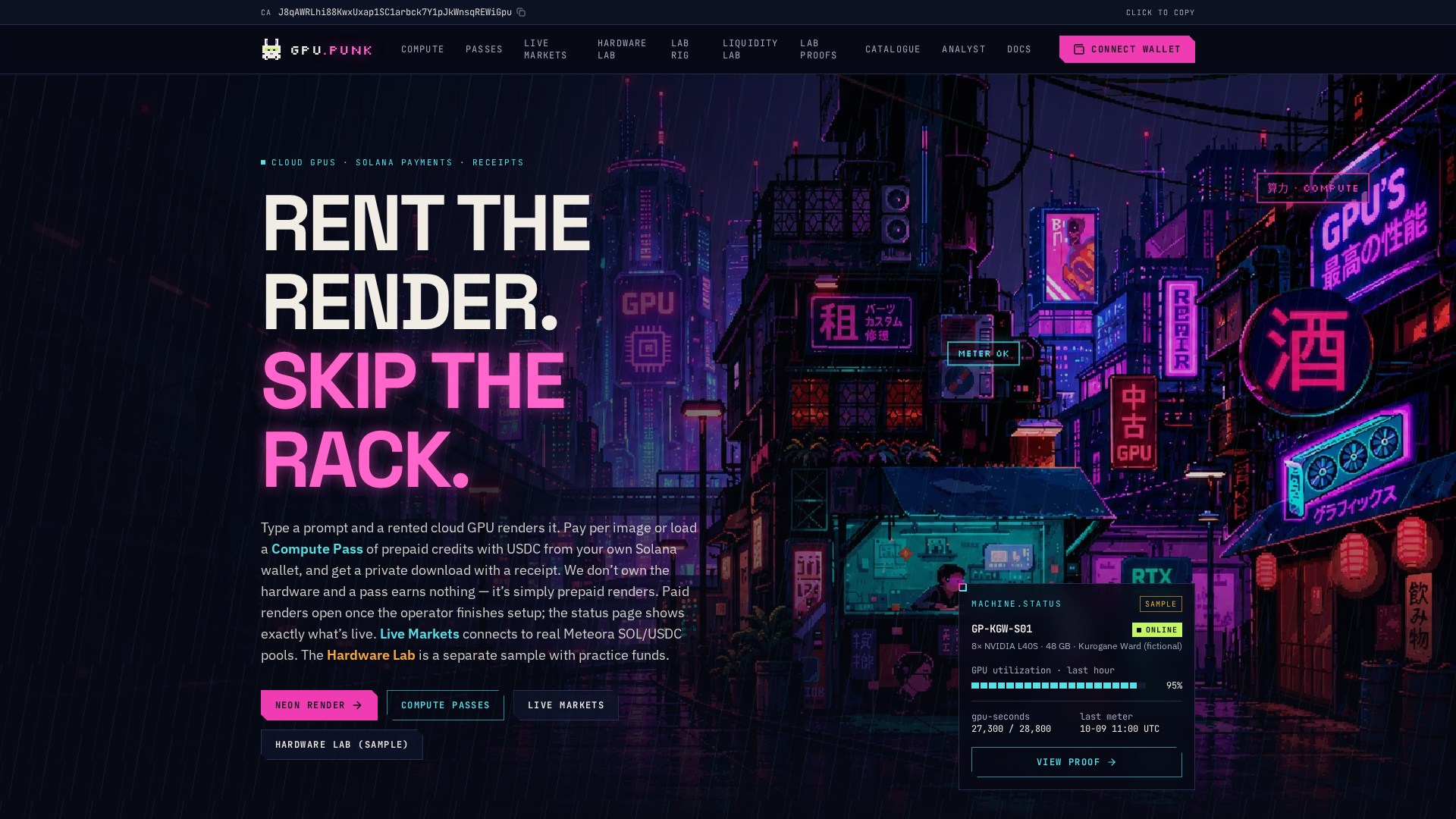 Live Markets — SOL/USDC on Meteora DLMM · GPU.Punk
