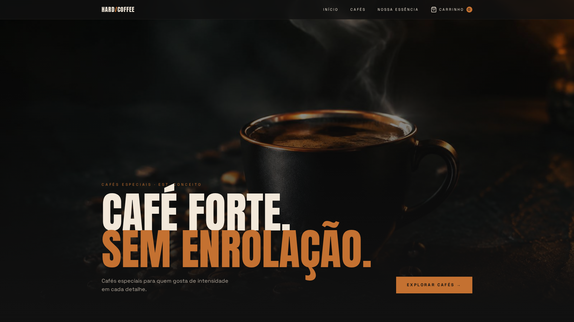 Página inicial do site HARD COFFEE